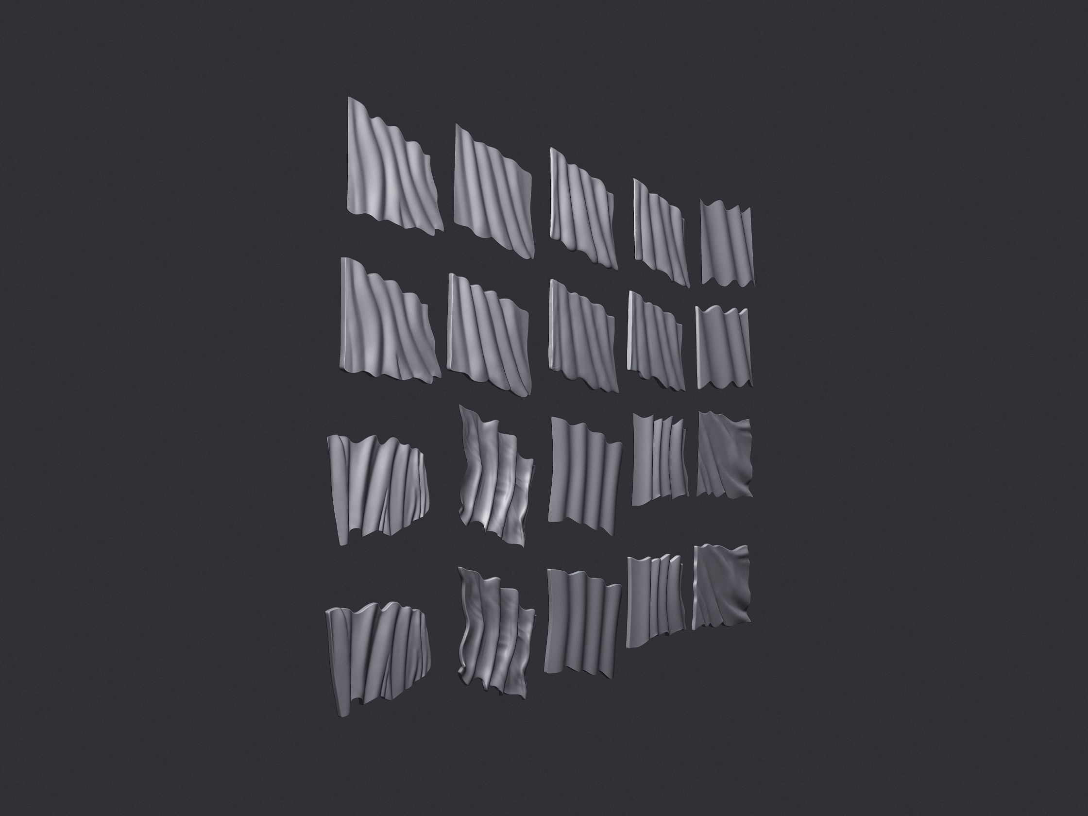 Wavy Flags Set  3D print model_2