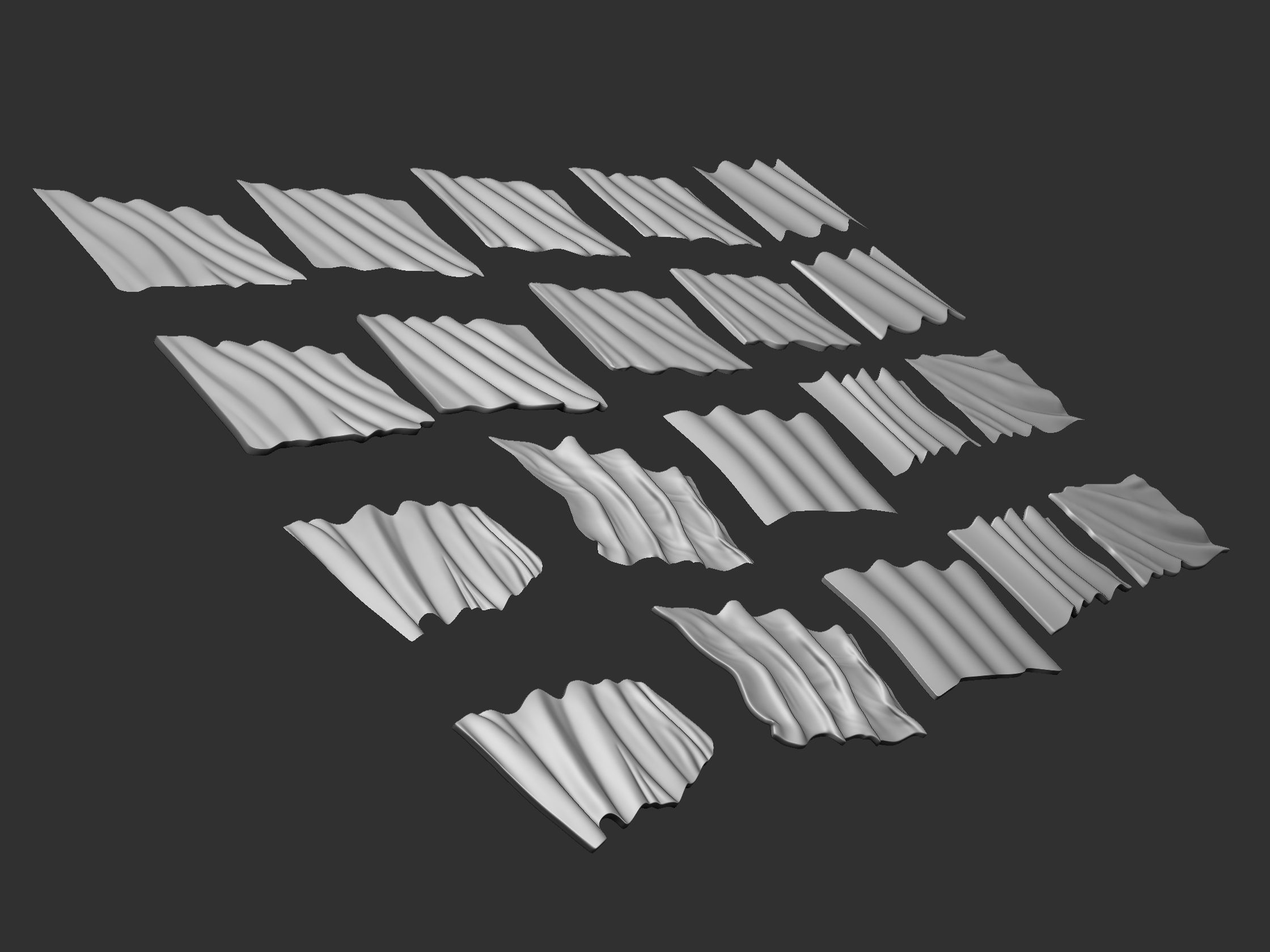 Wavy Flags Set  3D print model_8