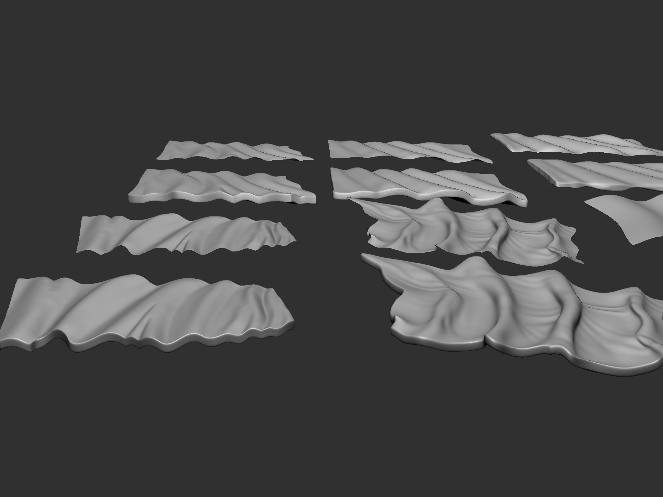 Wavy Flags Set  3D print model_3
