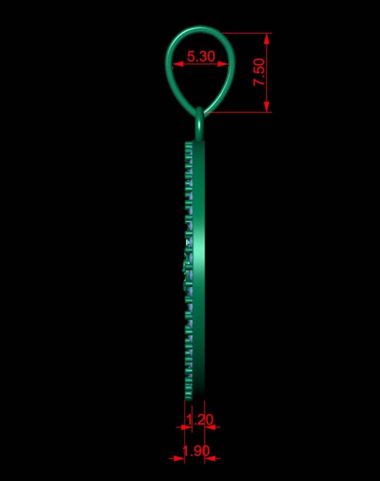 Mayan Calendar 1 inch Diamond Pendant  3D print model_7