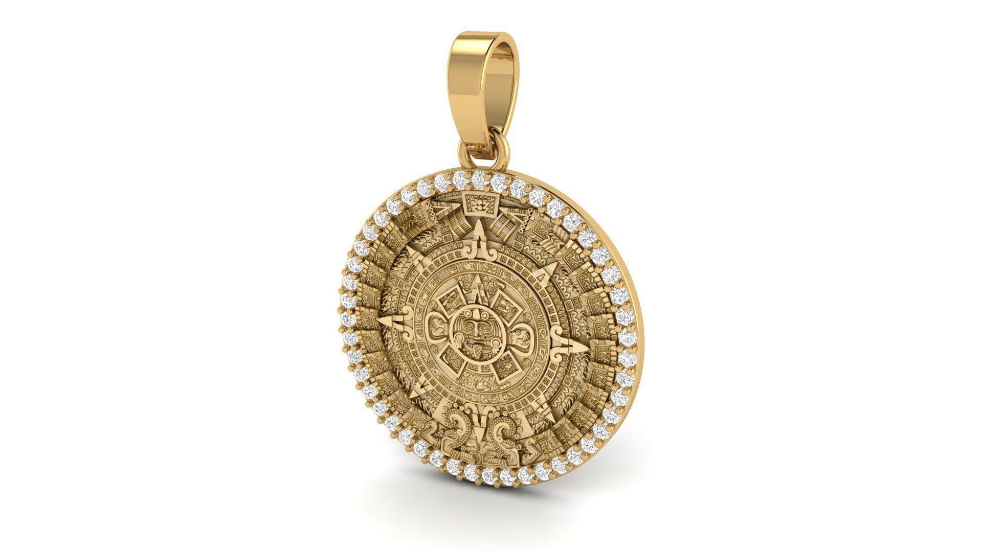 Mayan Calendar 1 inch Diamond Pendant  3D print model_3