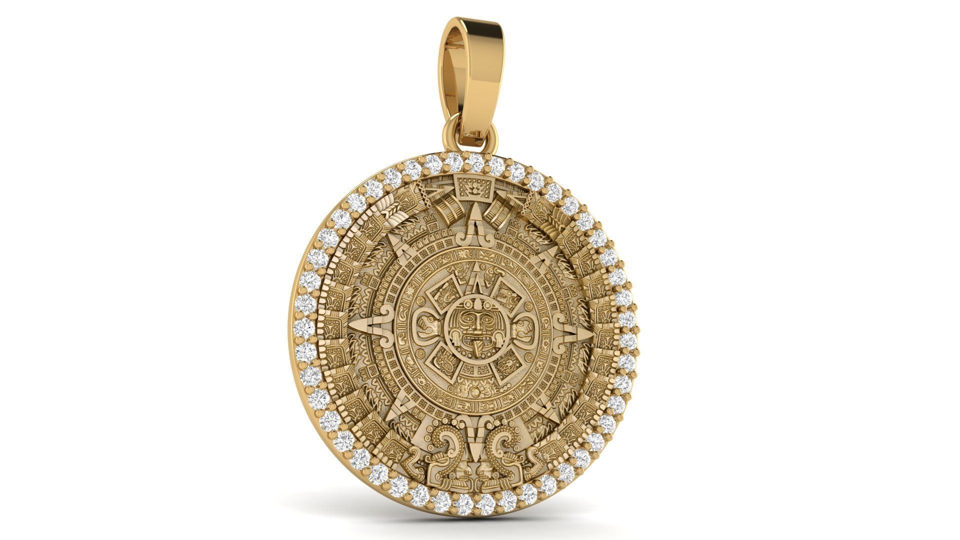 Mayan Calendar 1 inch Diamond Pendant  3D print model_2