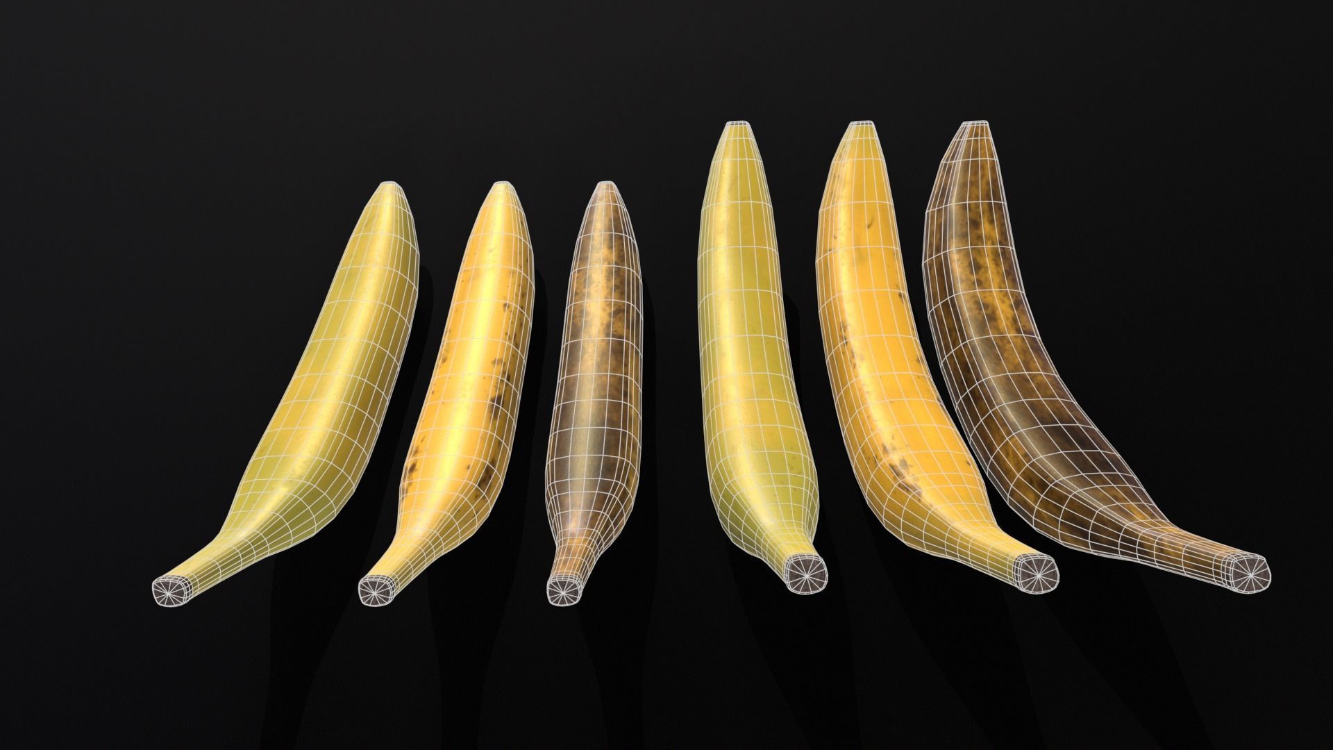 Bananas Set  Low-poly 3D model_15