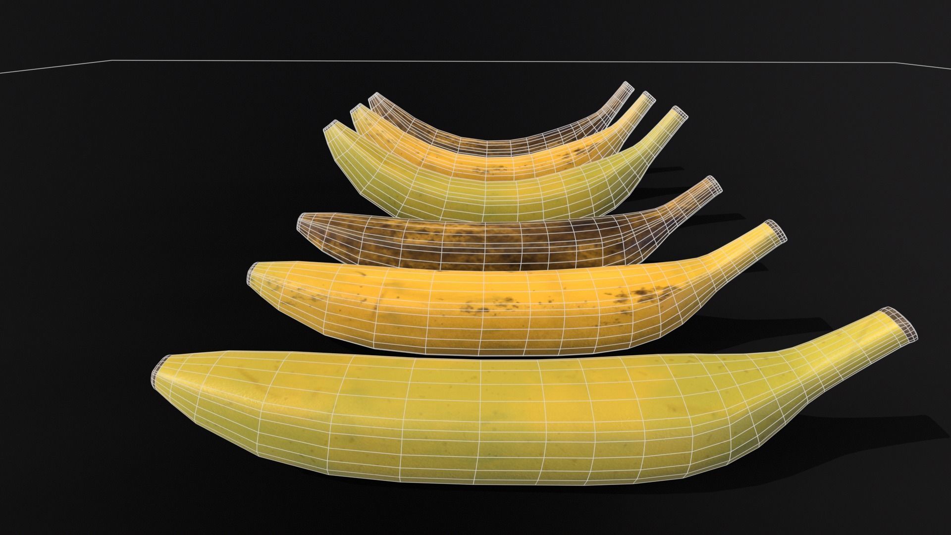 Bananas Set  Low-poly 3D model_9