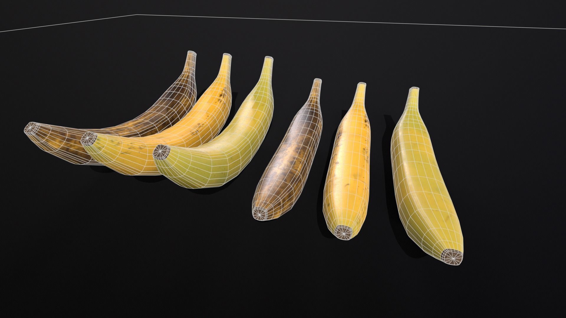 Bananas Set  Low-poly 3D model_5