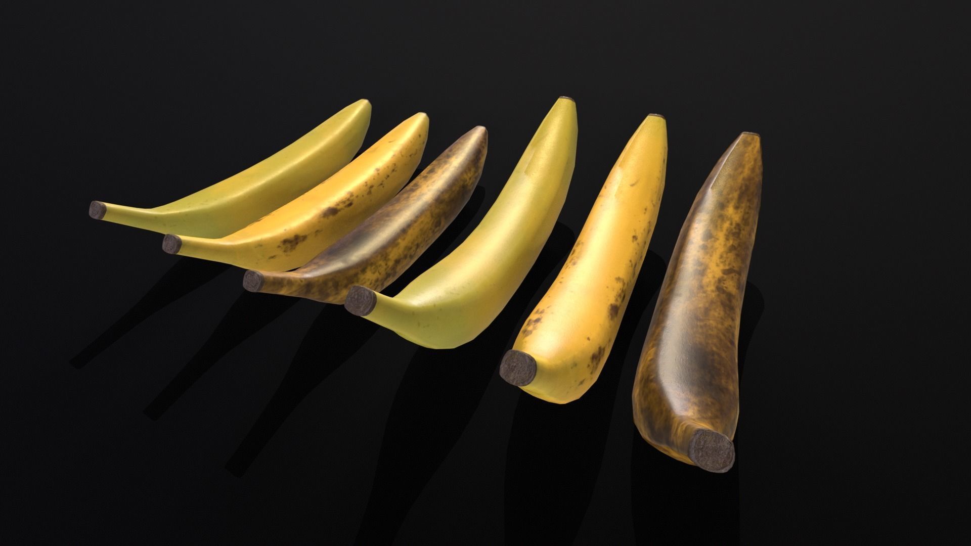 Bananas Set  Low-poly 3D model_16