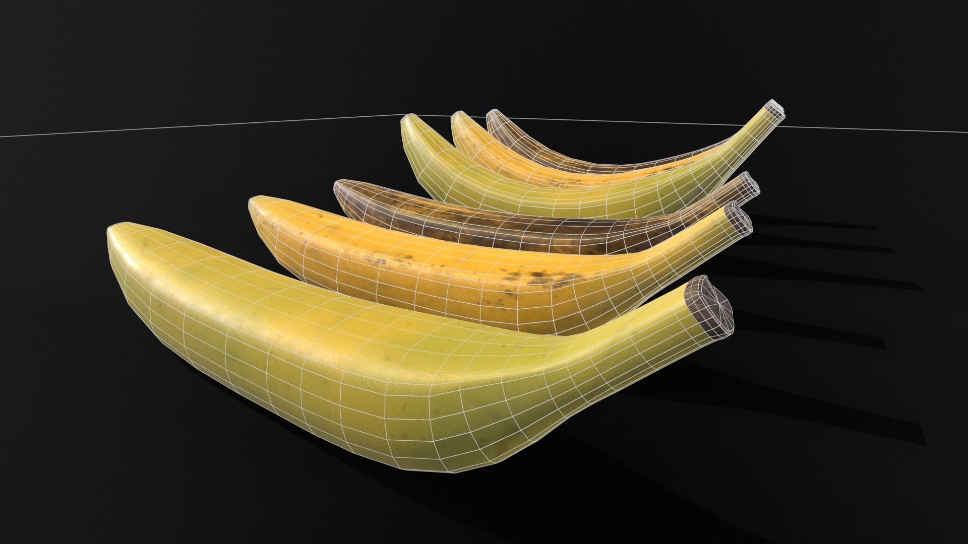 Bananas Set  Low-poly 3D model_11