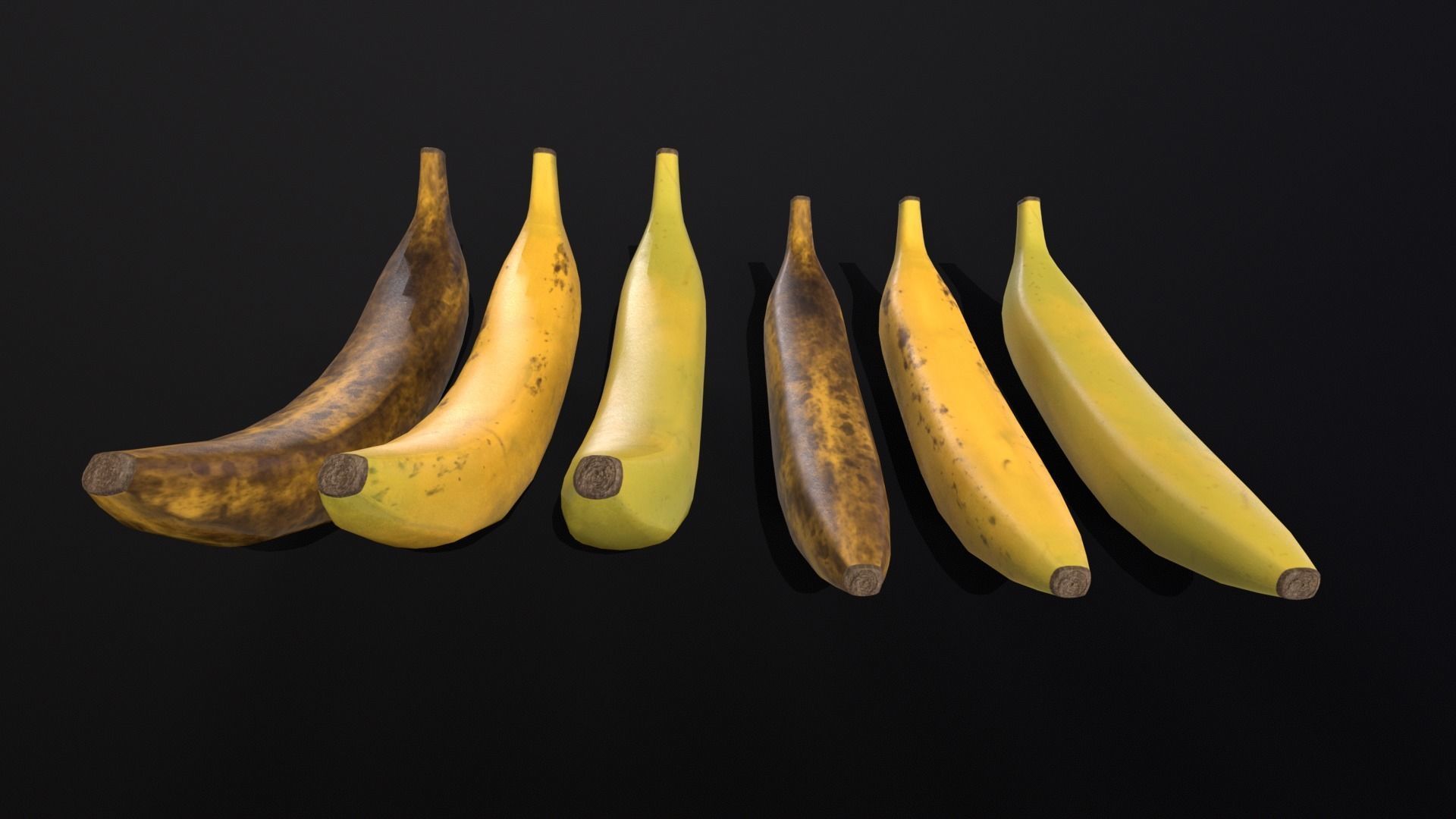 Bananas Set  Low-poly 3D model_2