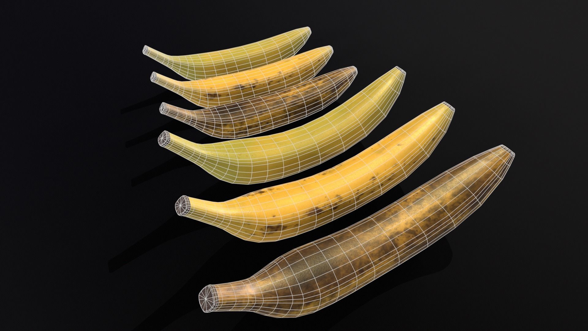 Bananas Set  Low-poly 3D model_19