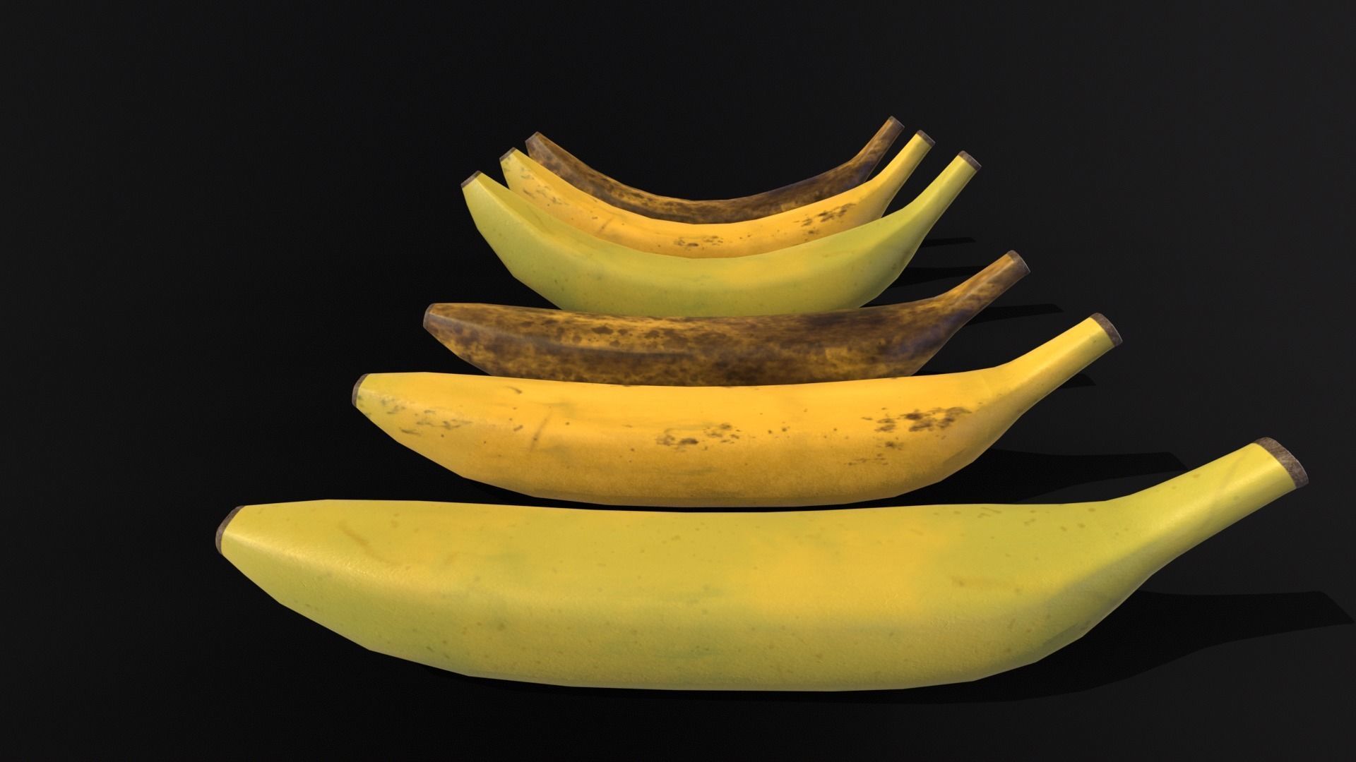 Bananas Set  Low-poly 3D model_8