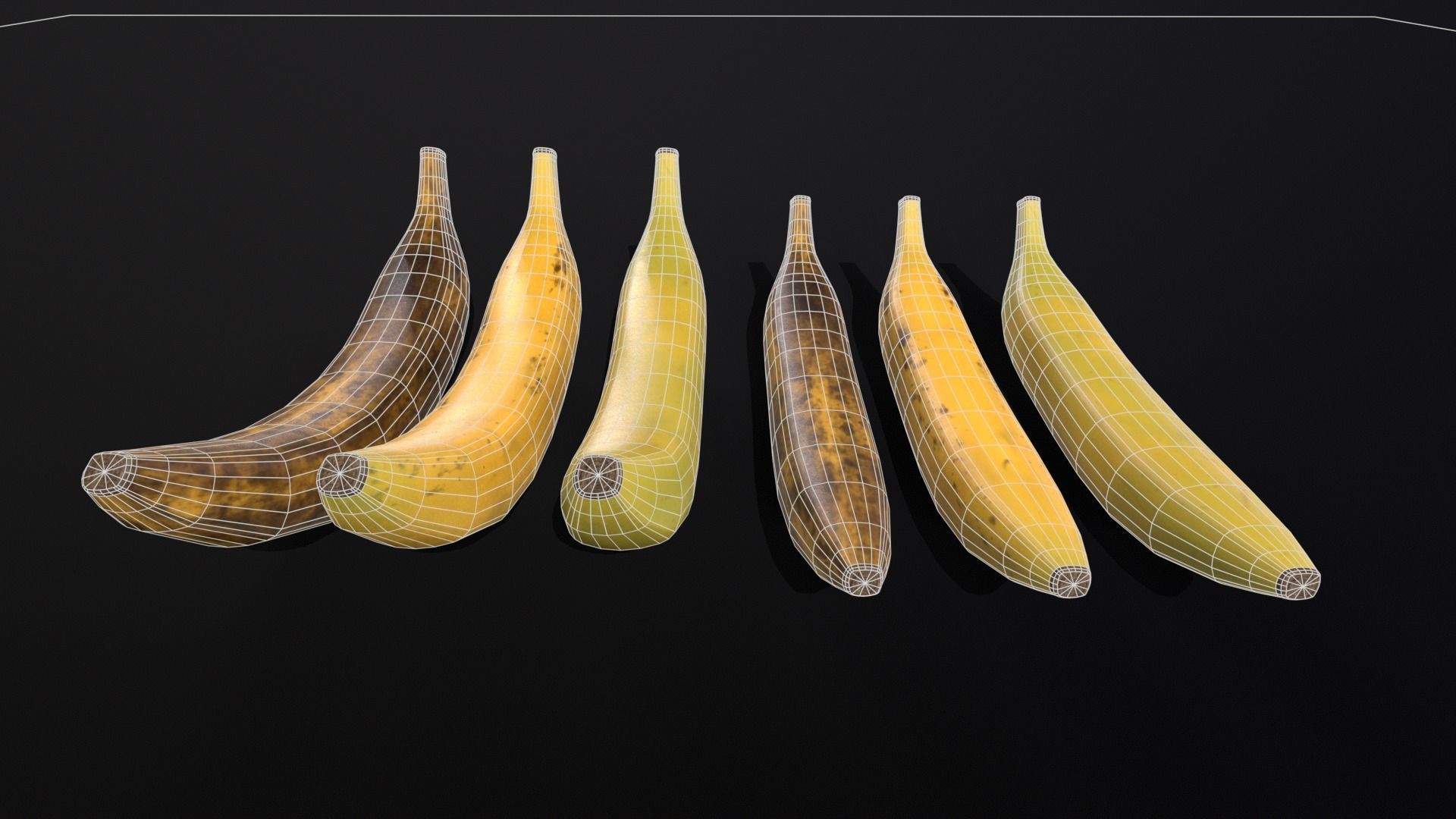 Bananas Set  Low-poly 3D model_3