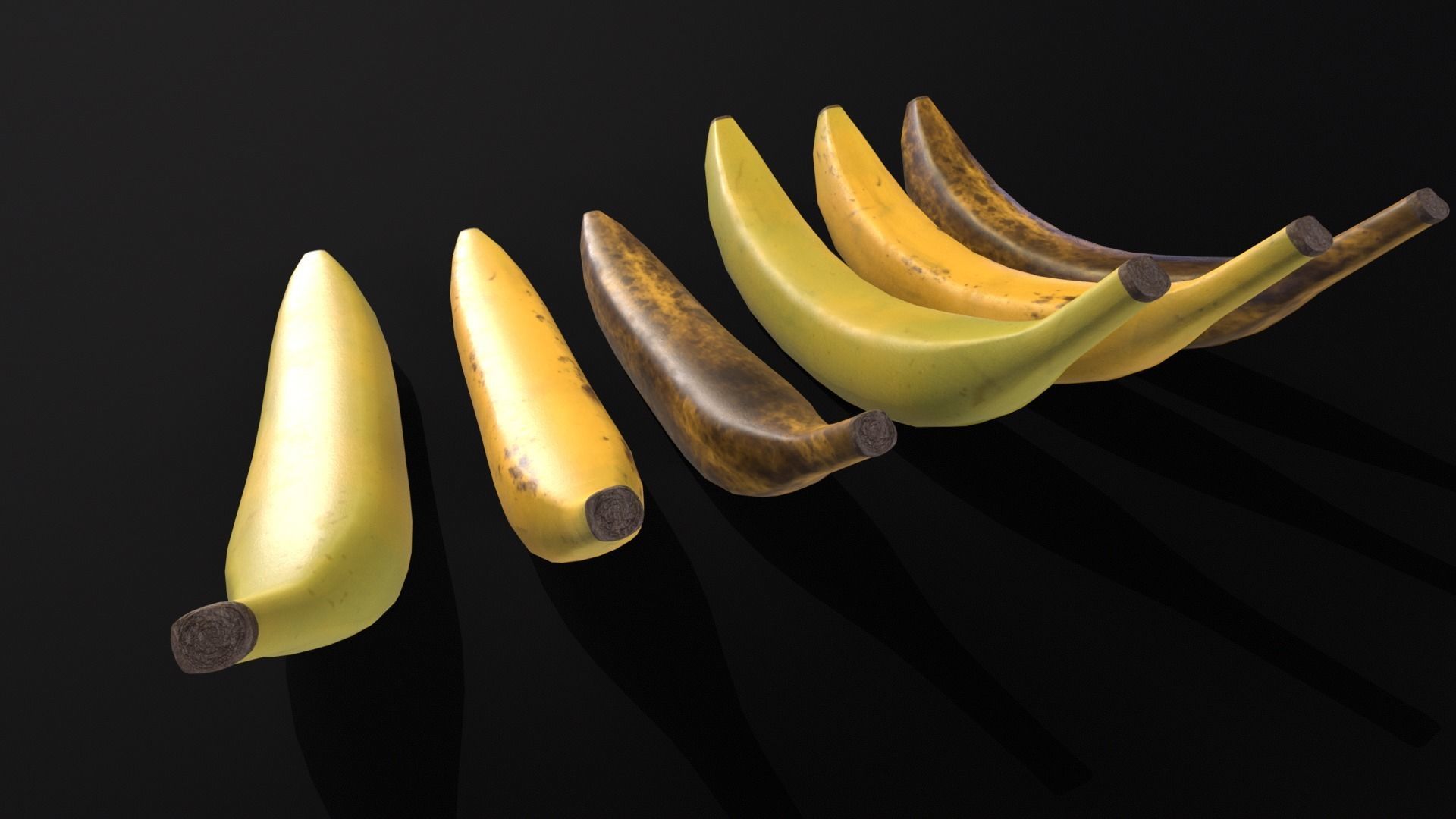 Bananas Set  Low-poly 3D model_12