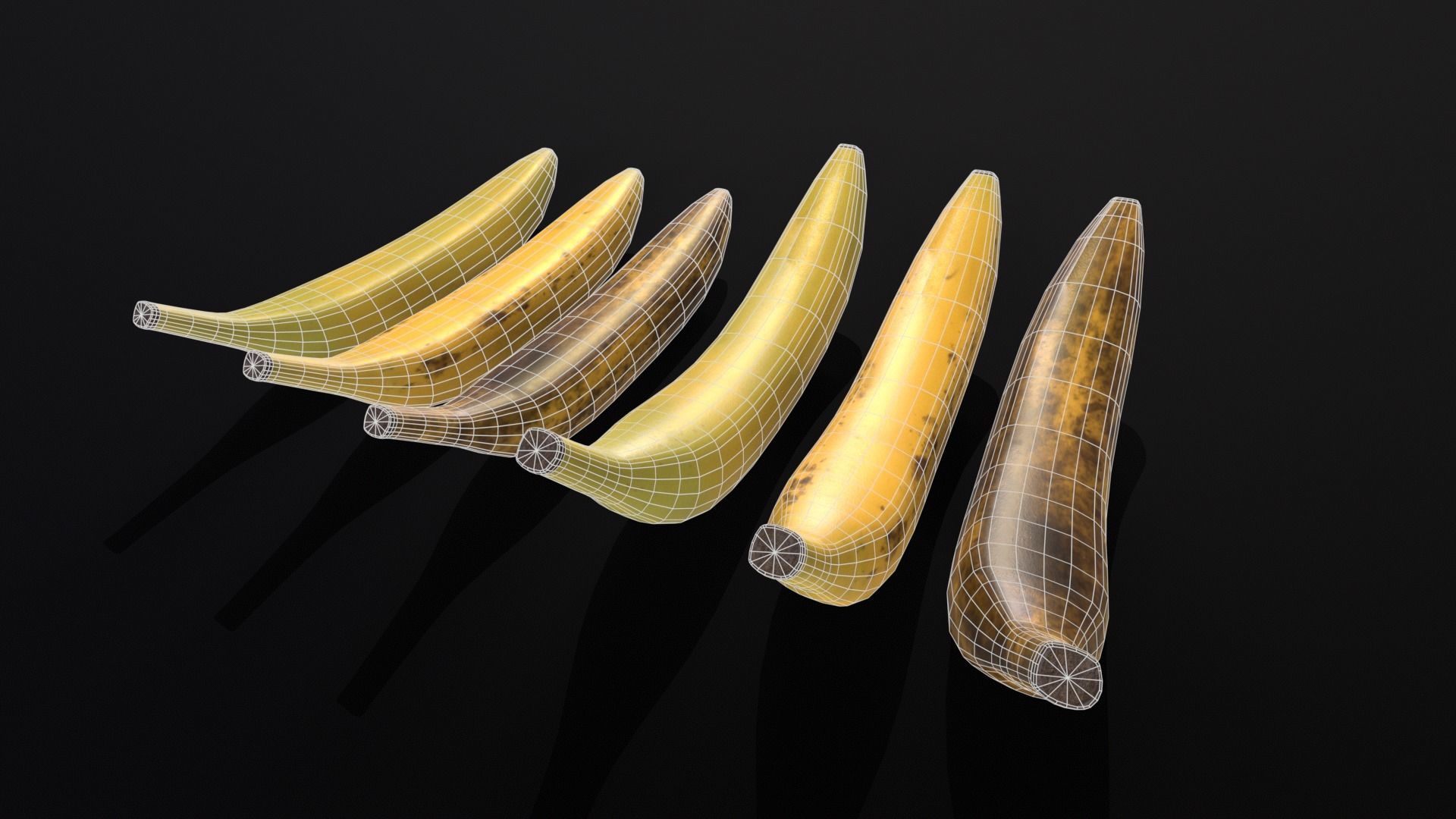 Bananas Set  Low-poly 3D model_17