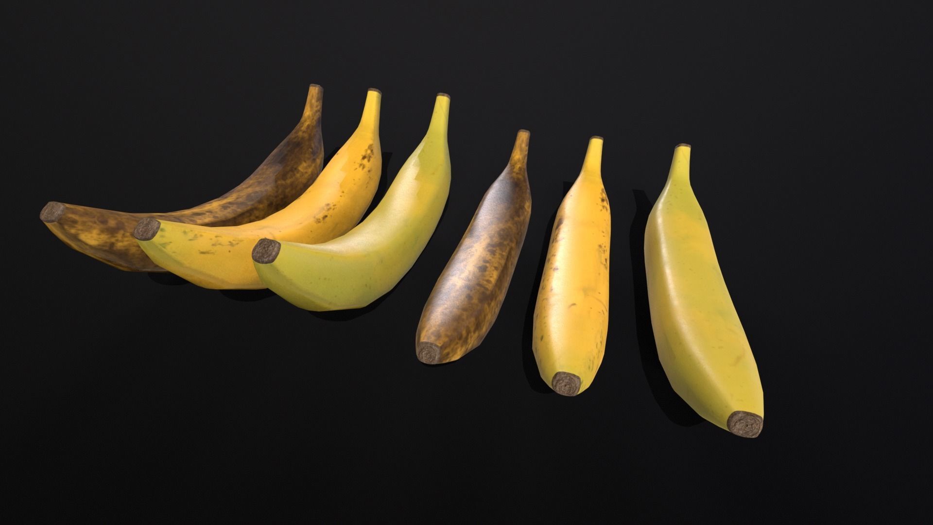 Bananas Set  Low-poly 3D model_4