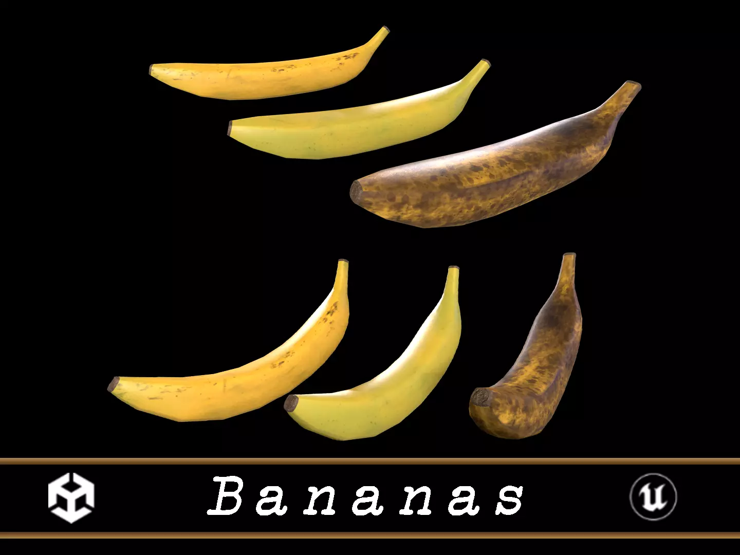 Bananas Set  Low-poly 3D model_0