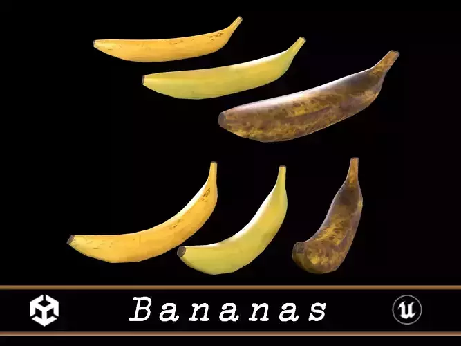 Bananas Set  Low-poly 3D model