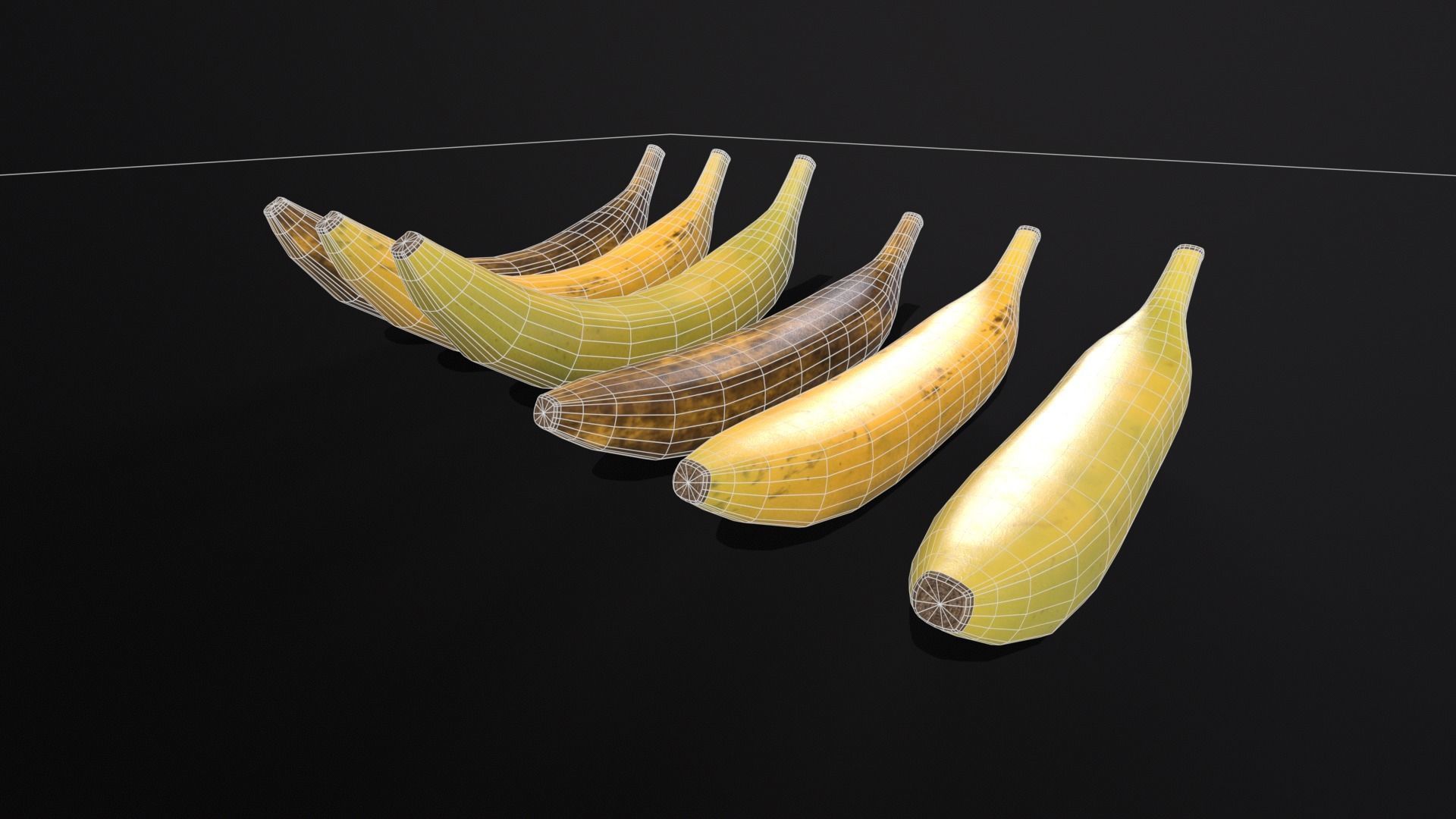Bananas Set  Low-poly 3D model_7