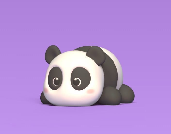 Lying Cute Panda 3D print model_2