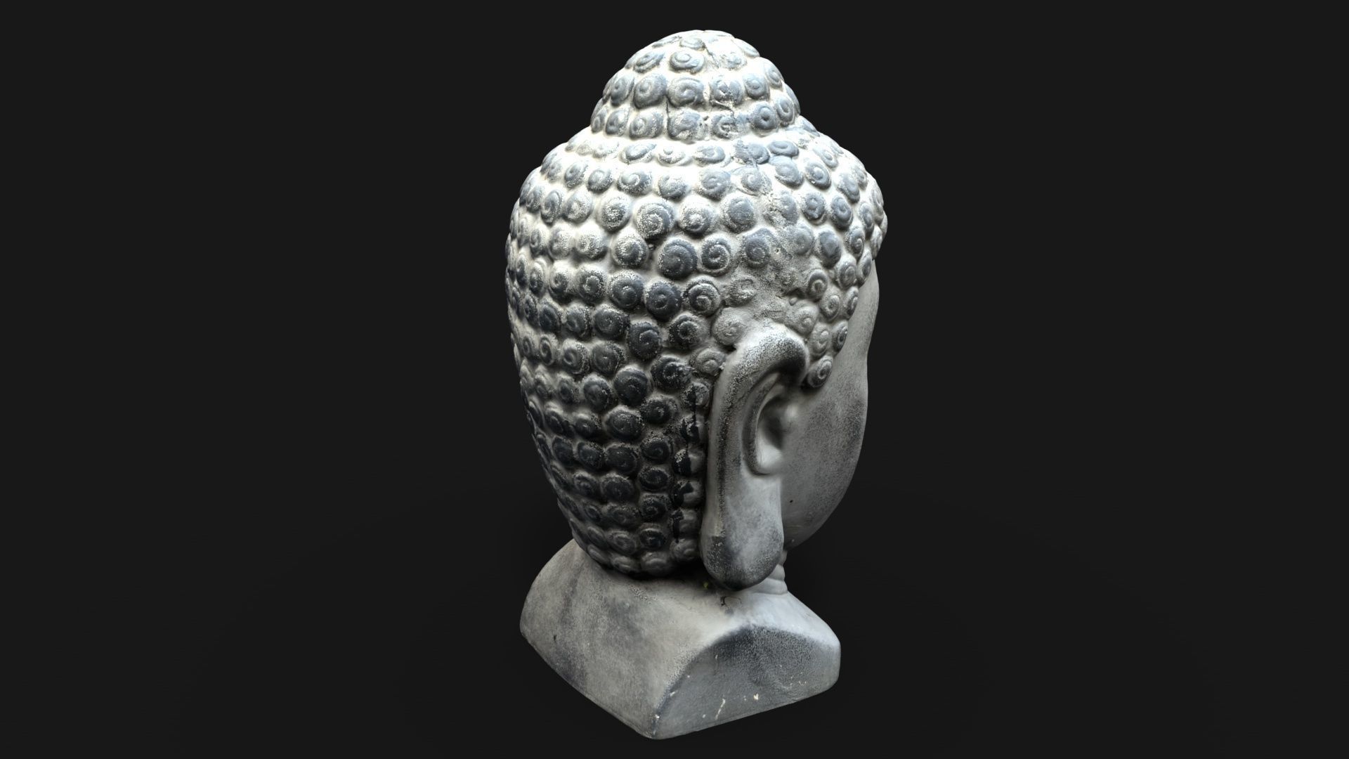 Buddha head concrete statue Low-poly 3D model_3