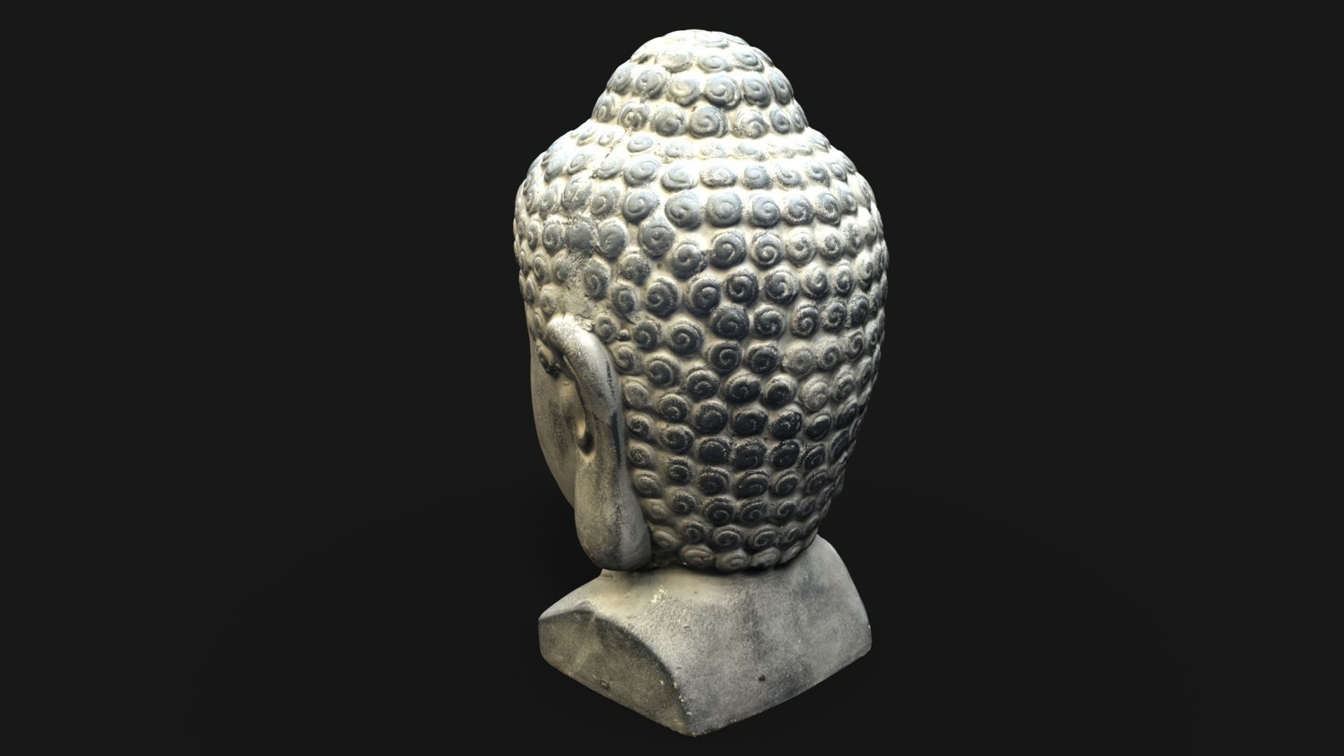 Buddha head concrete statue Low-poly 3D model_2