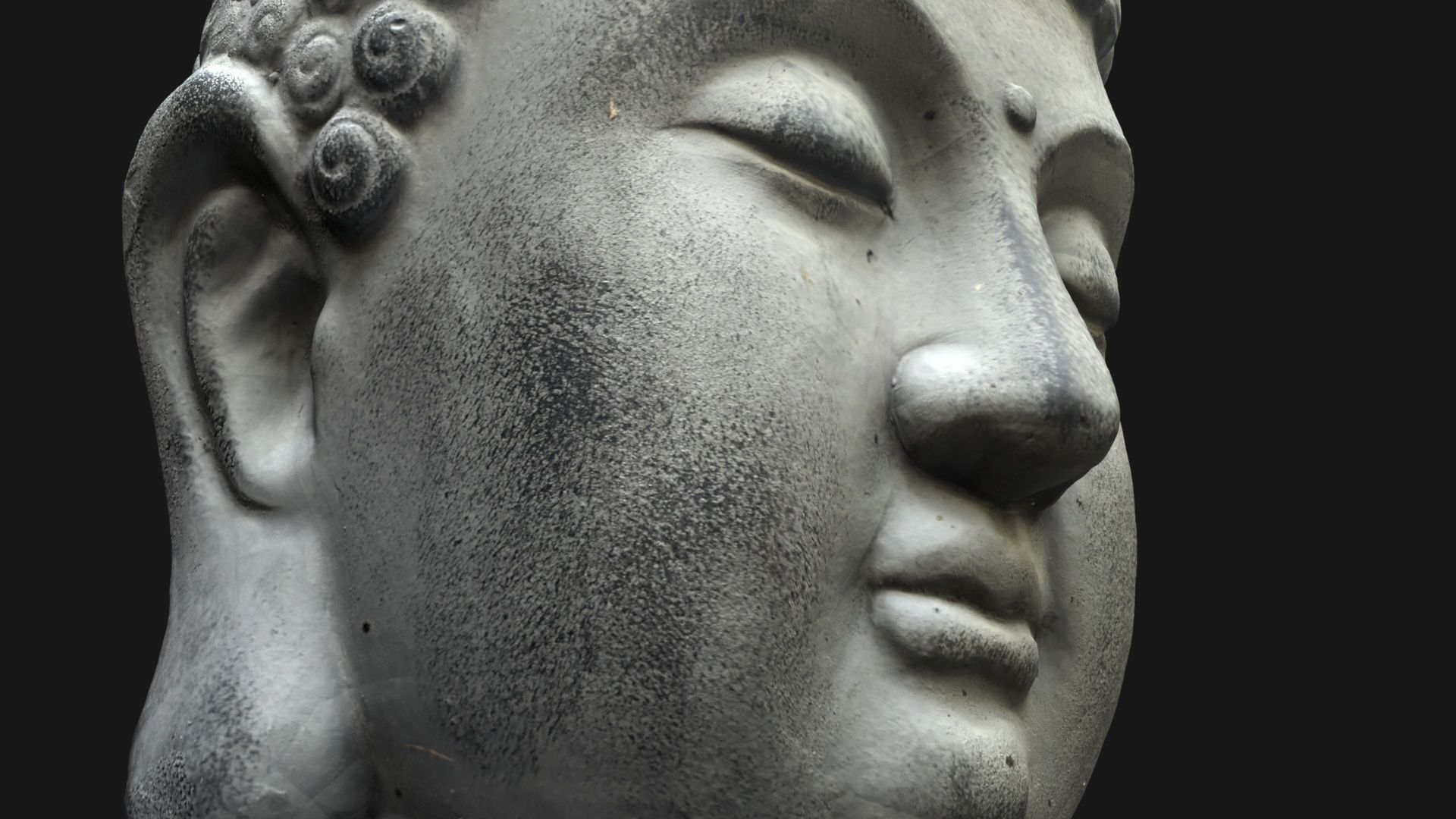 Buddha head concrete statue Low-poly 3D model_5