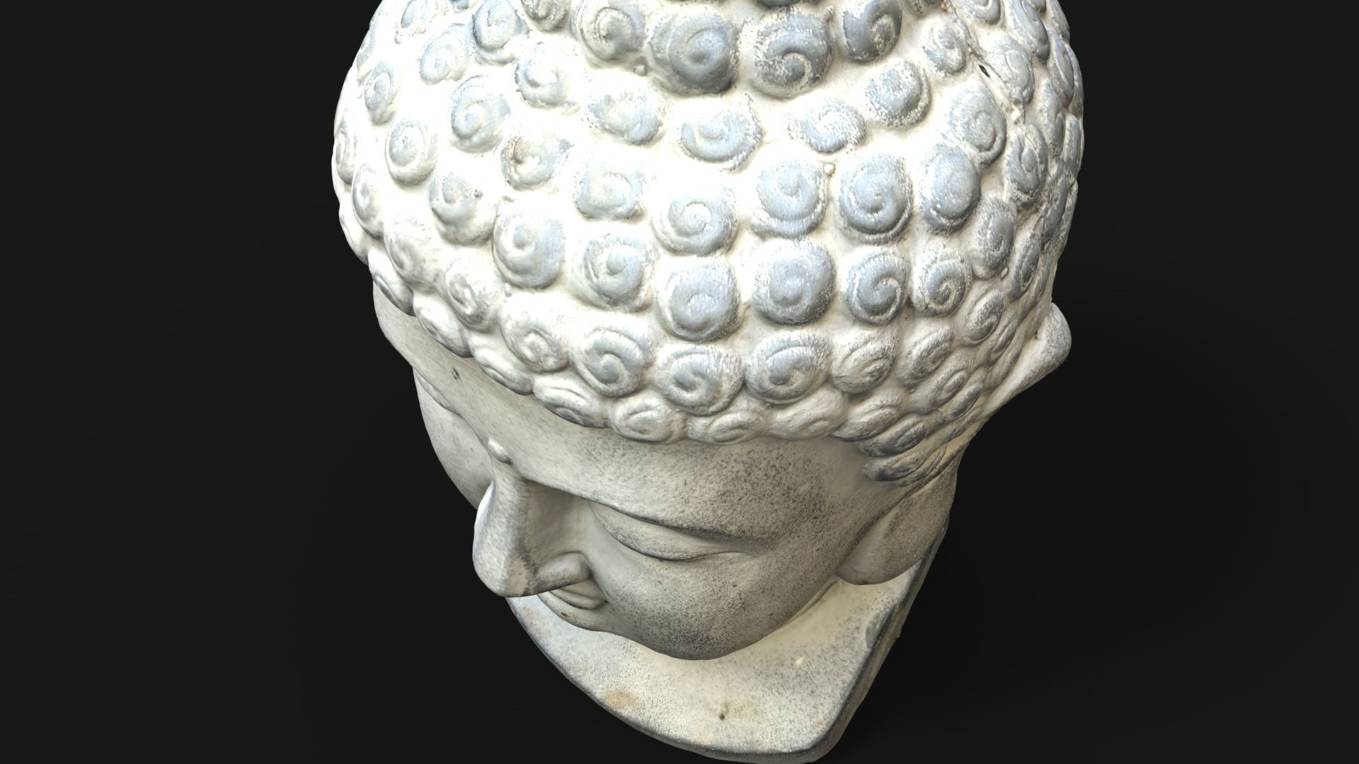 Buddha head concrete statue Low-poly 3D model_6