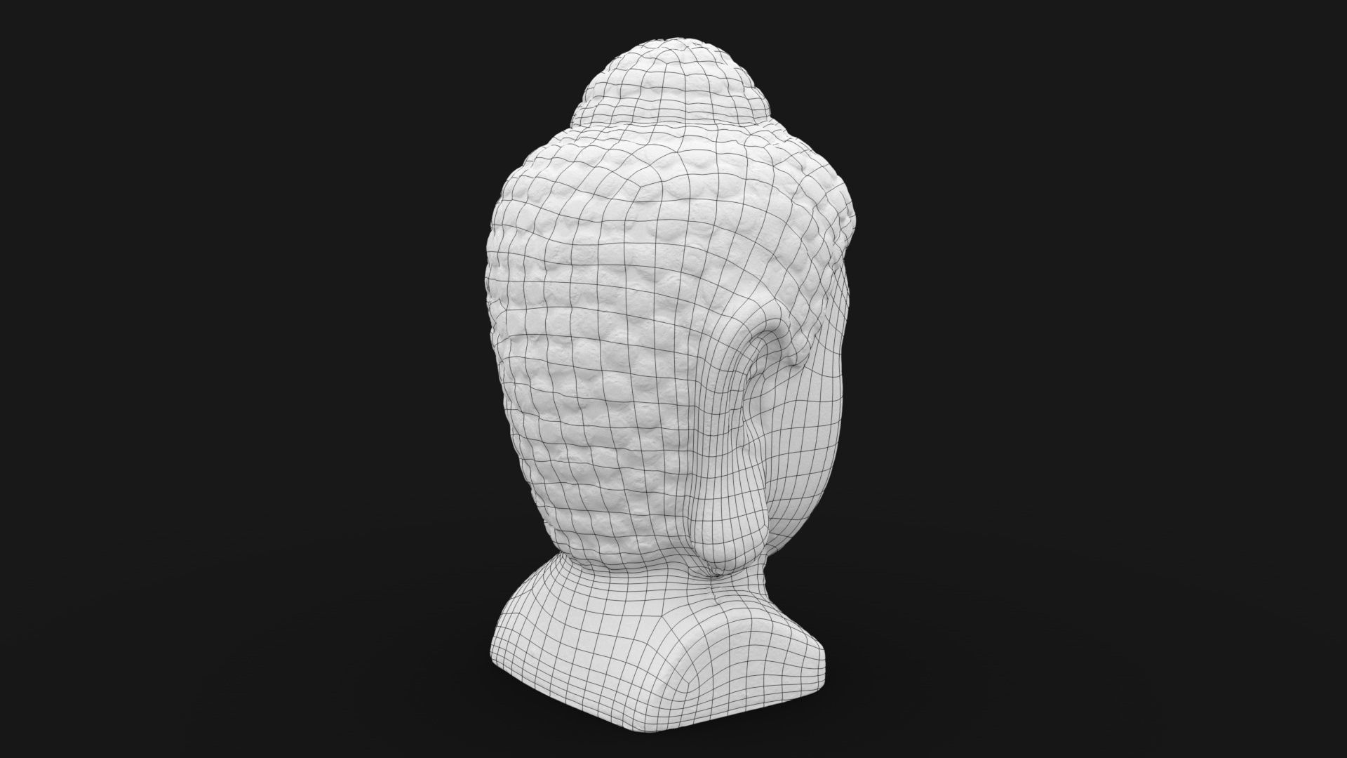 Buddha head concrete statue Low-poly 3D model_12