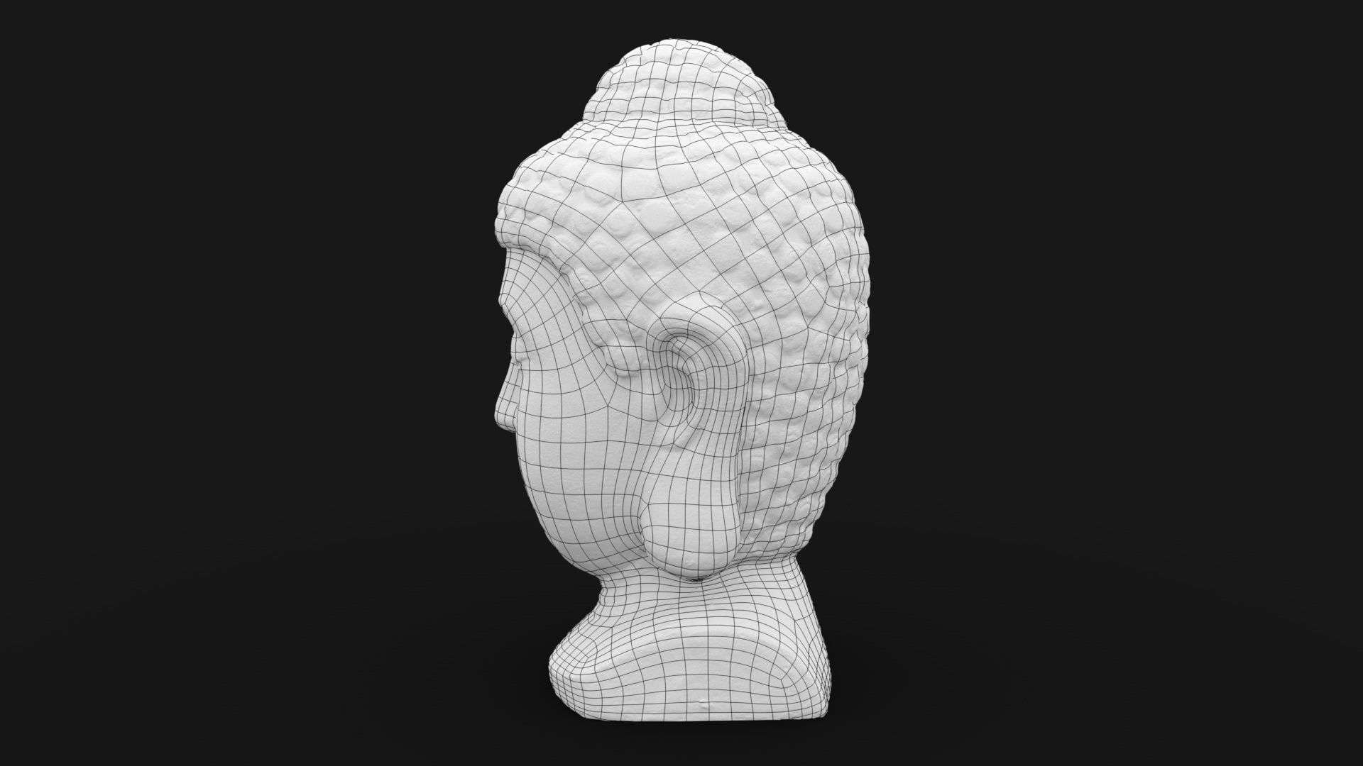 Buddha head concrete statue Low-poly 3D model_13