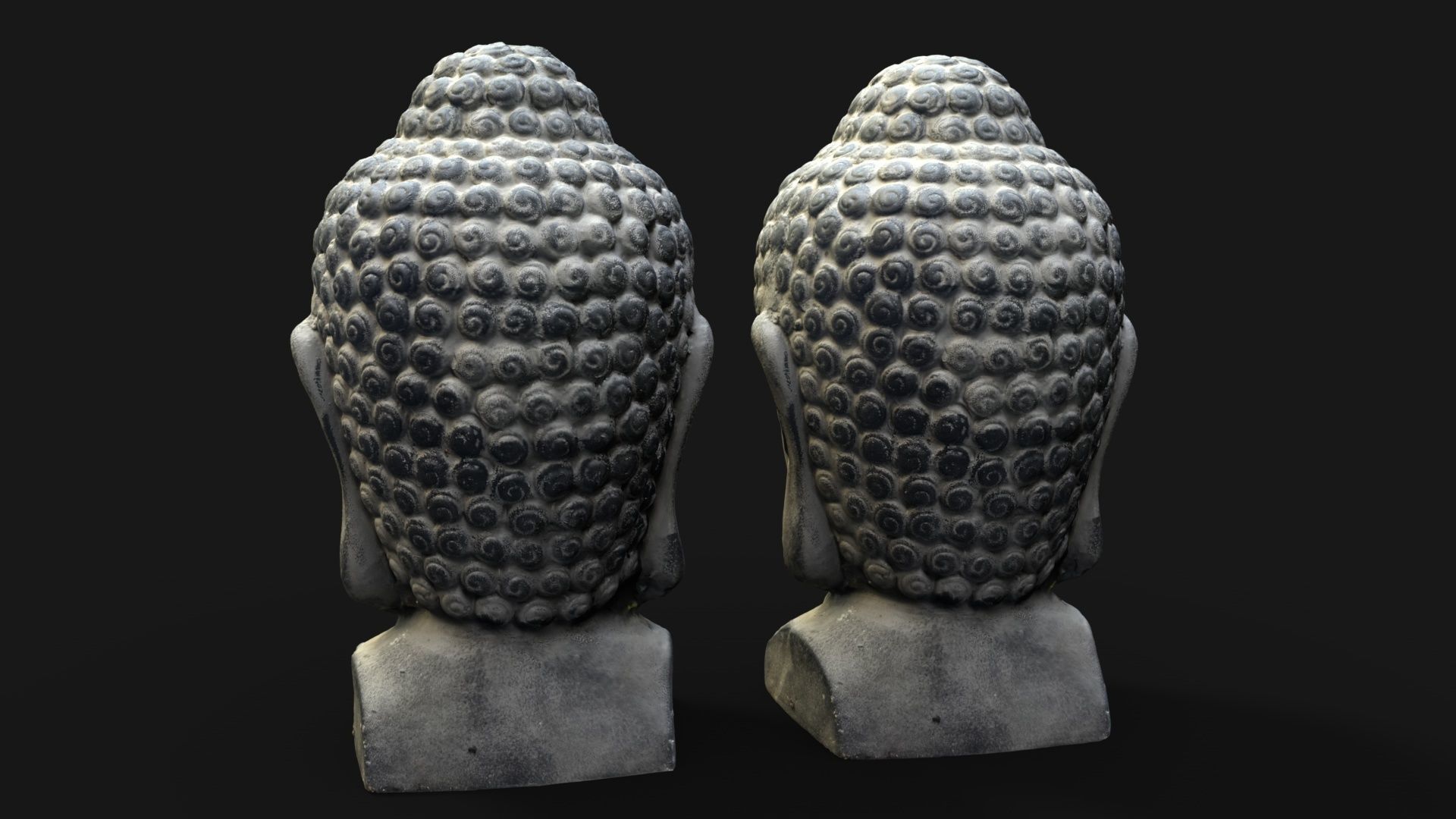 Buddha head concrete statue Low-poly 3D model_10