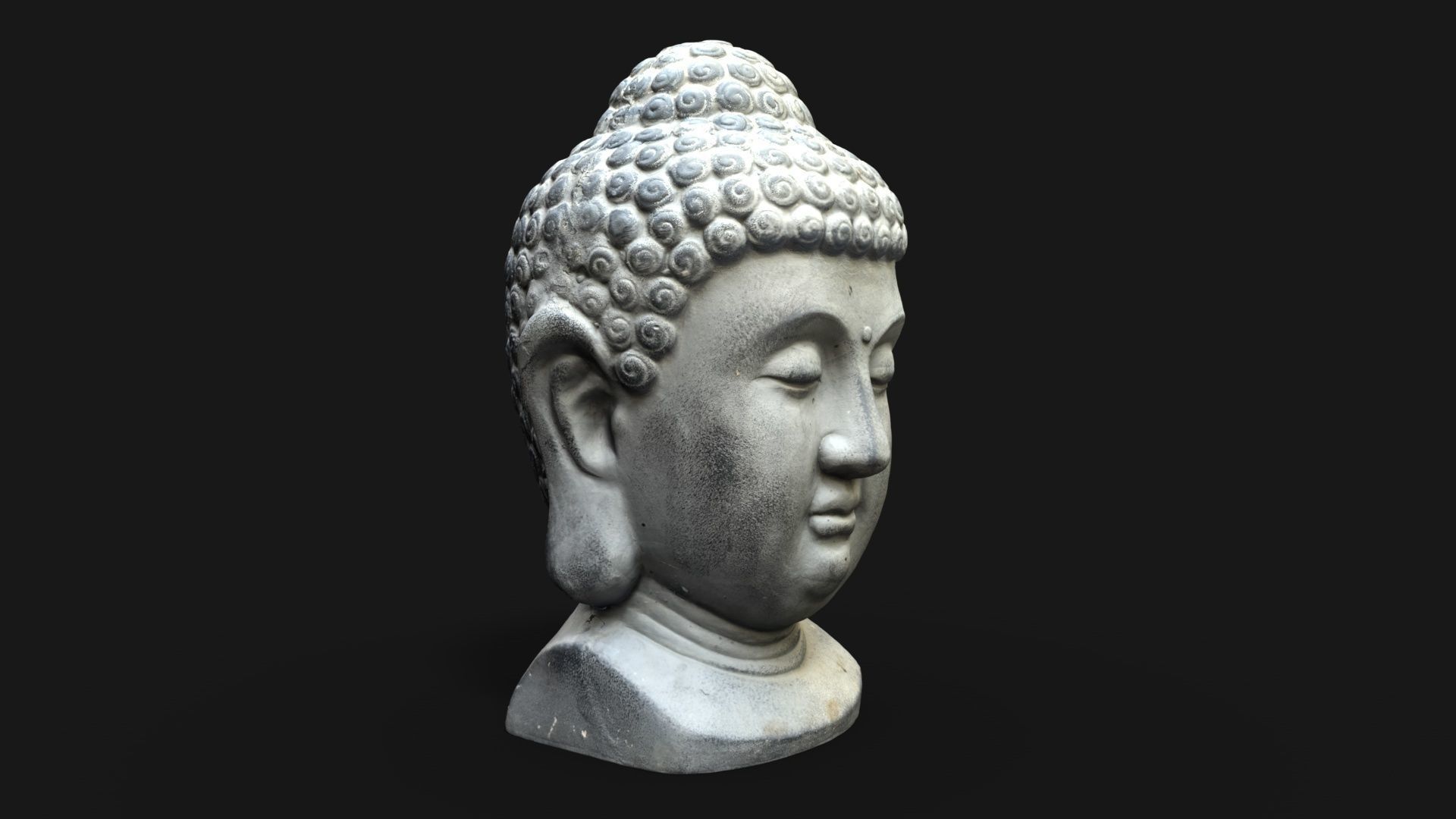 Buddha head concrete statue Low-poly 3D model_4