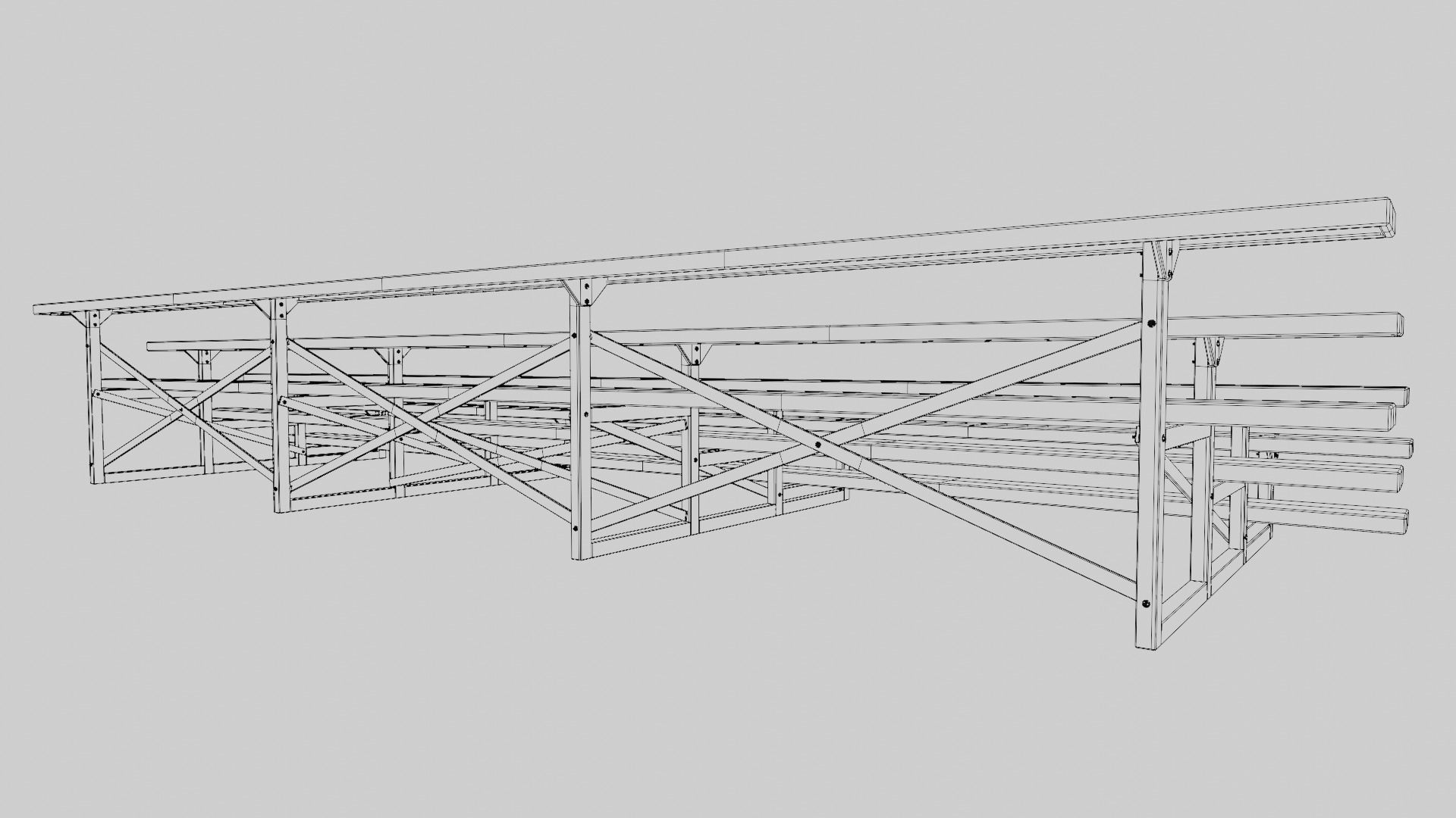 Bleachers Low-poly 3D model_10