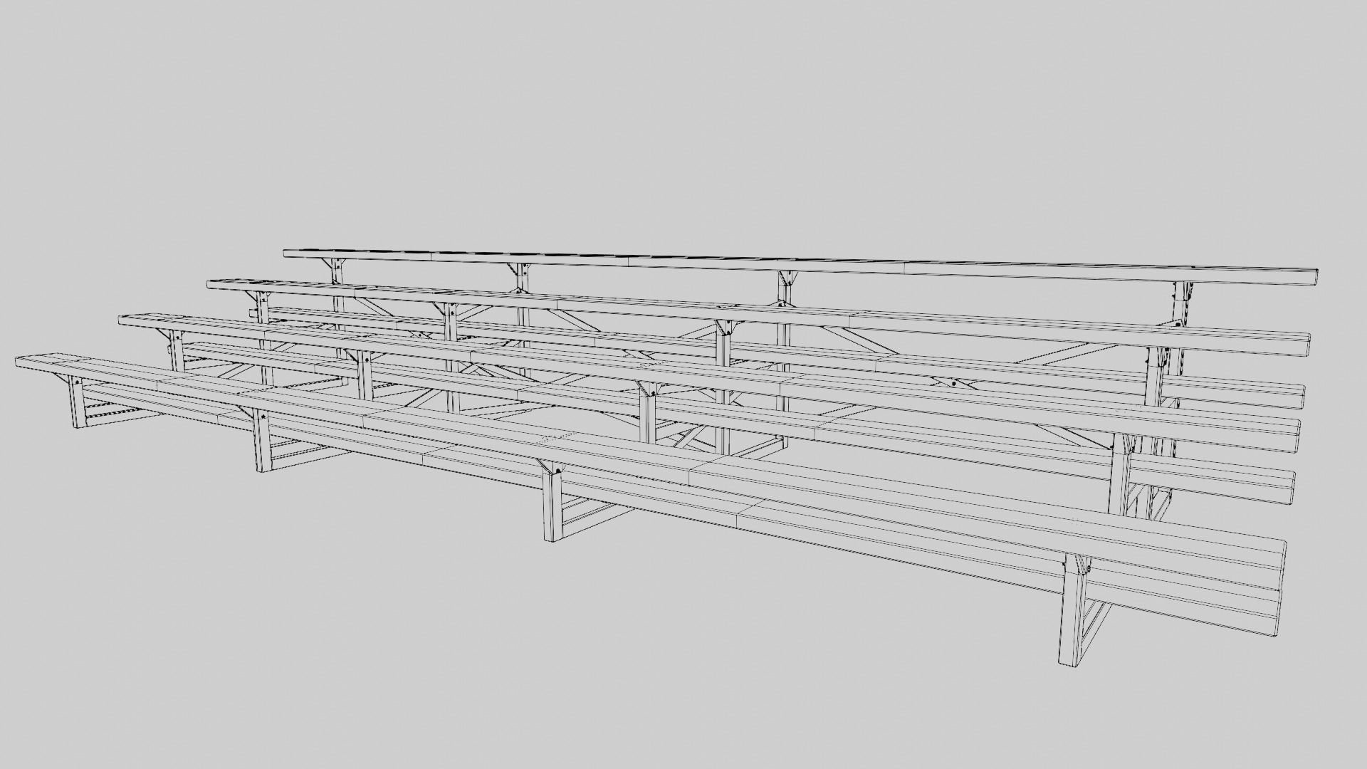 Bleachers Low-poly 3D model_9