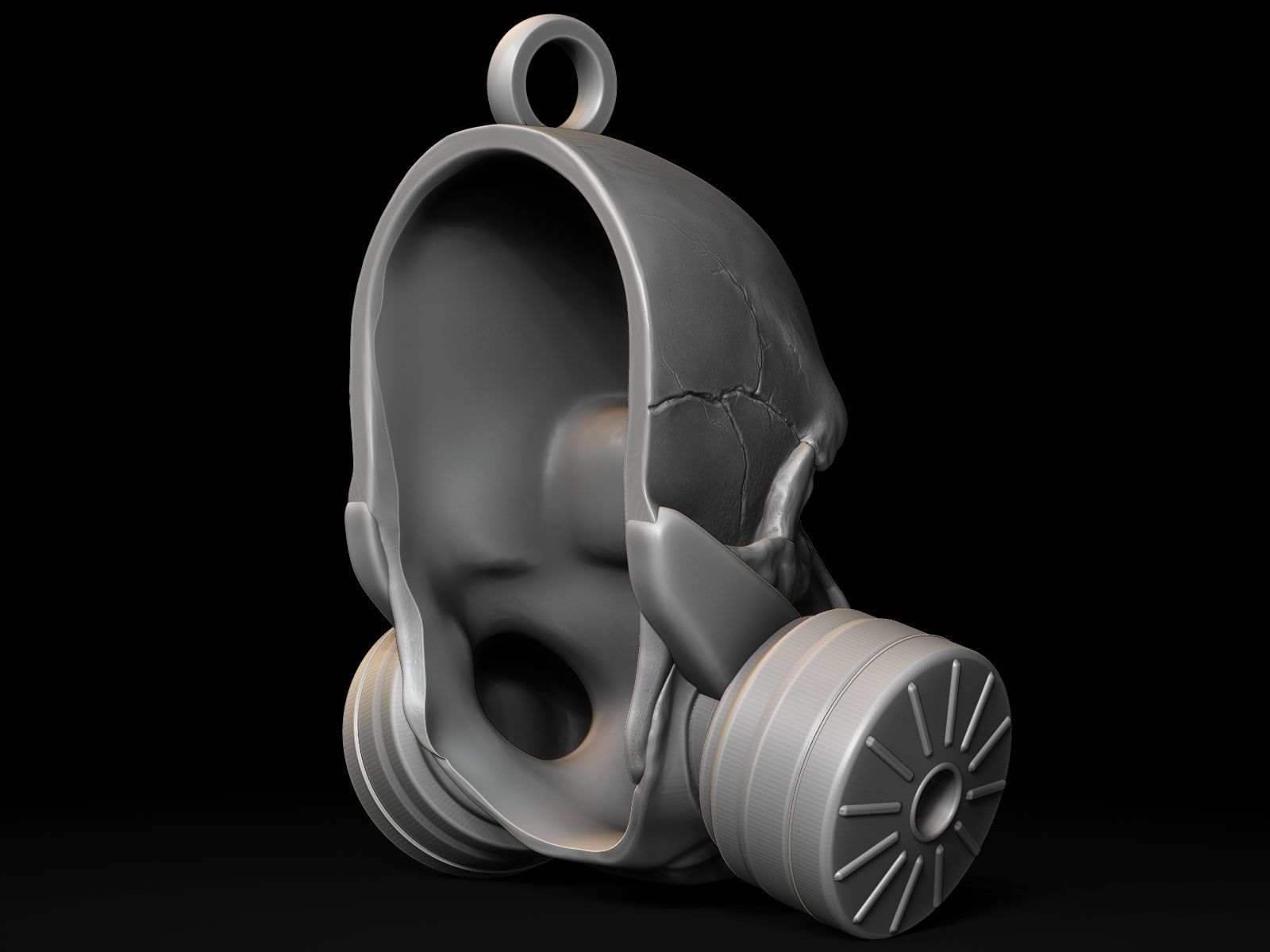 Gas Mask Skull Pendant 3D print model_10