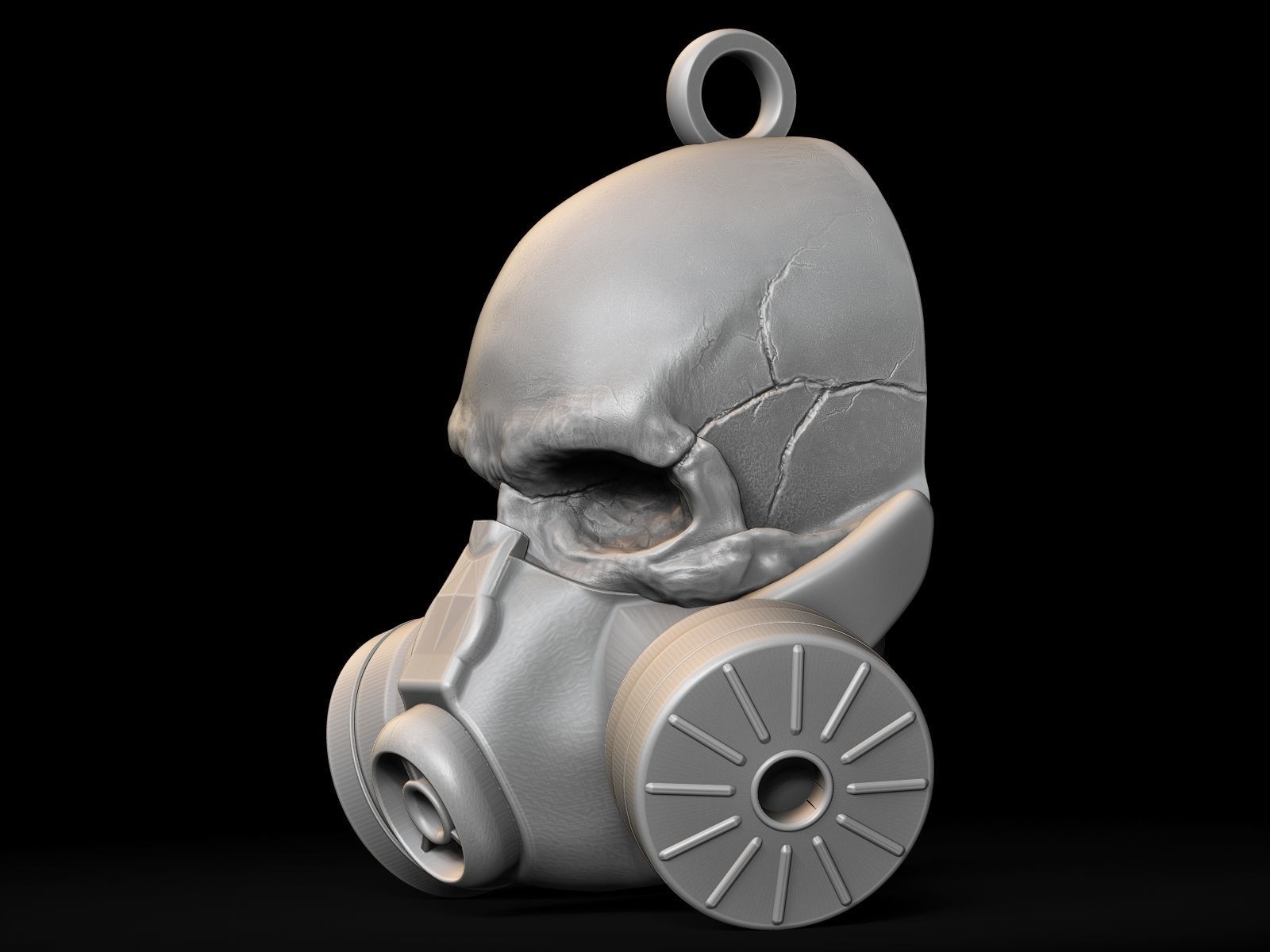 Gas Mask Skull Pendant 3D print model_13