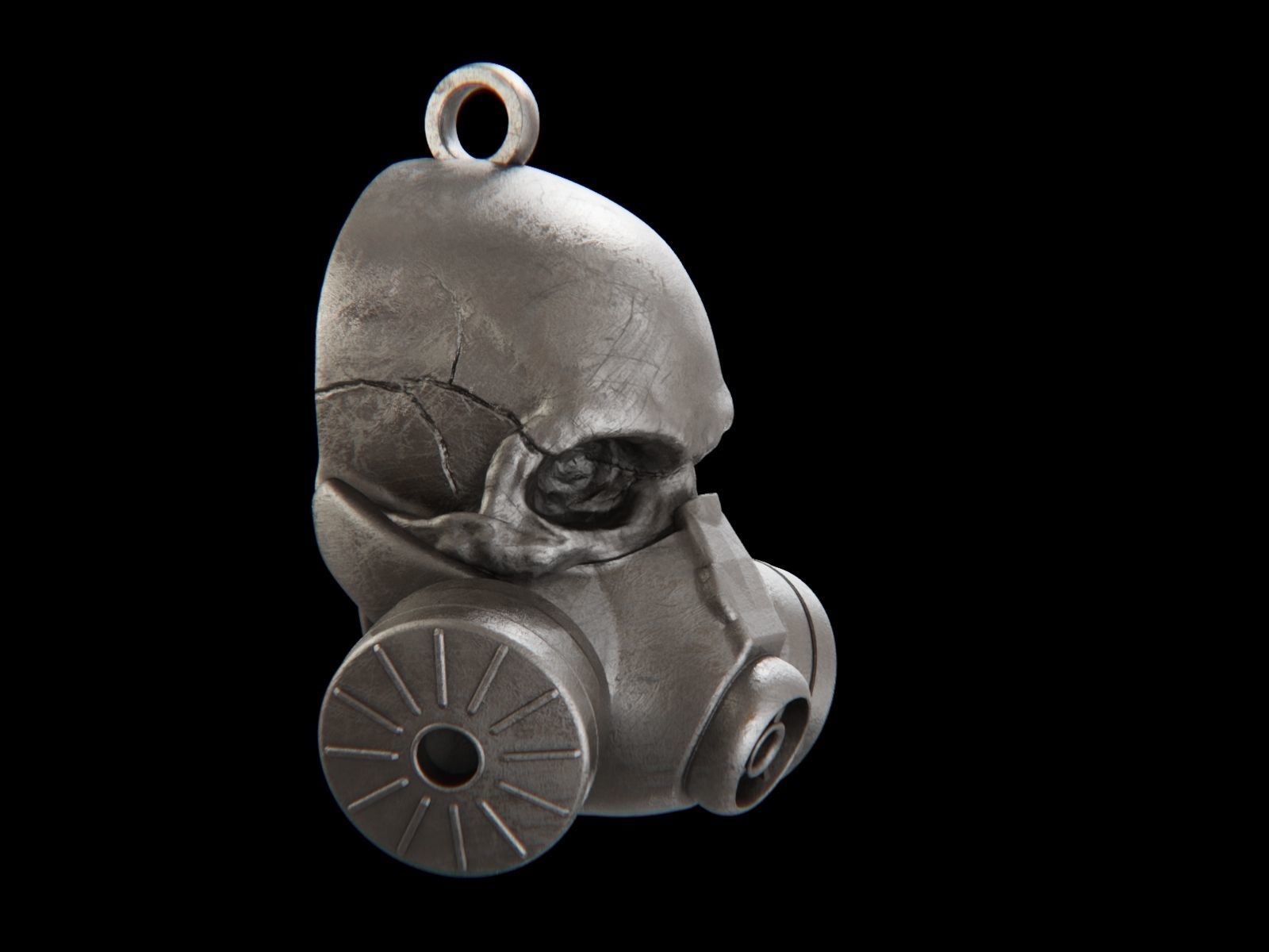Gas Mask Skull Pendant 3D print model_6