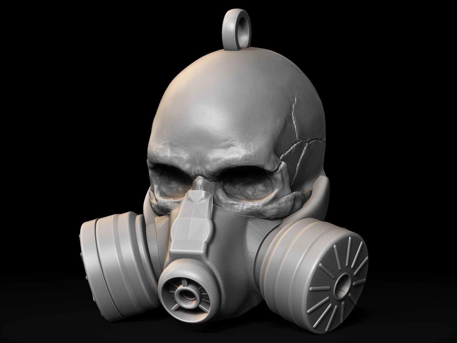 Gas Mask Skull Pendant 3D print model_14