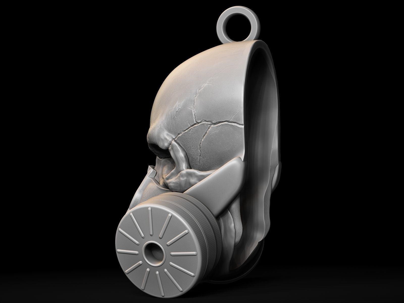 Gas Mask Skull Pendant 3D print model_12