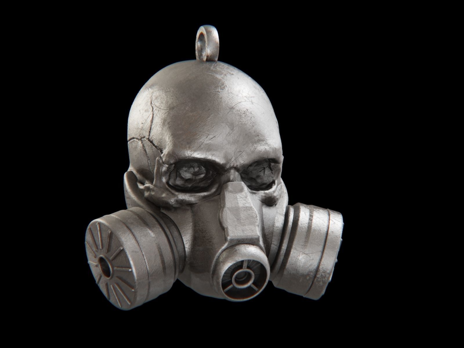 Gas Mask Skull Pendant 3D print model_4