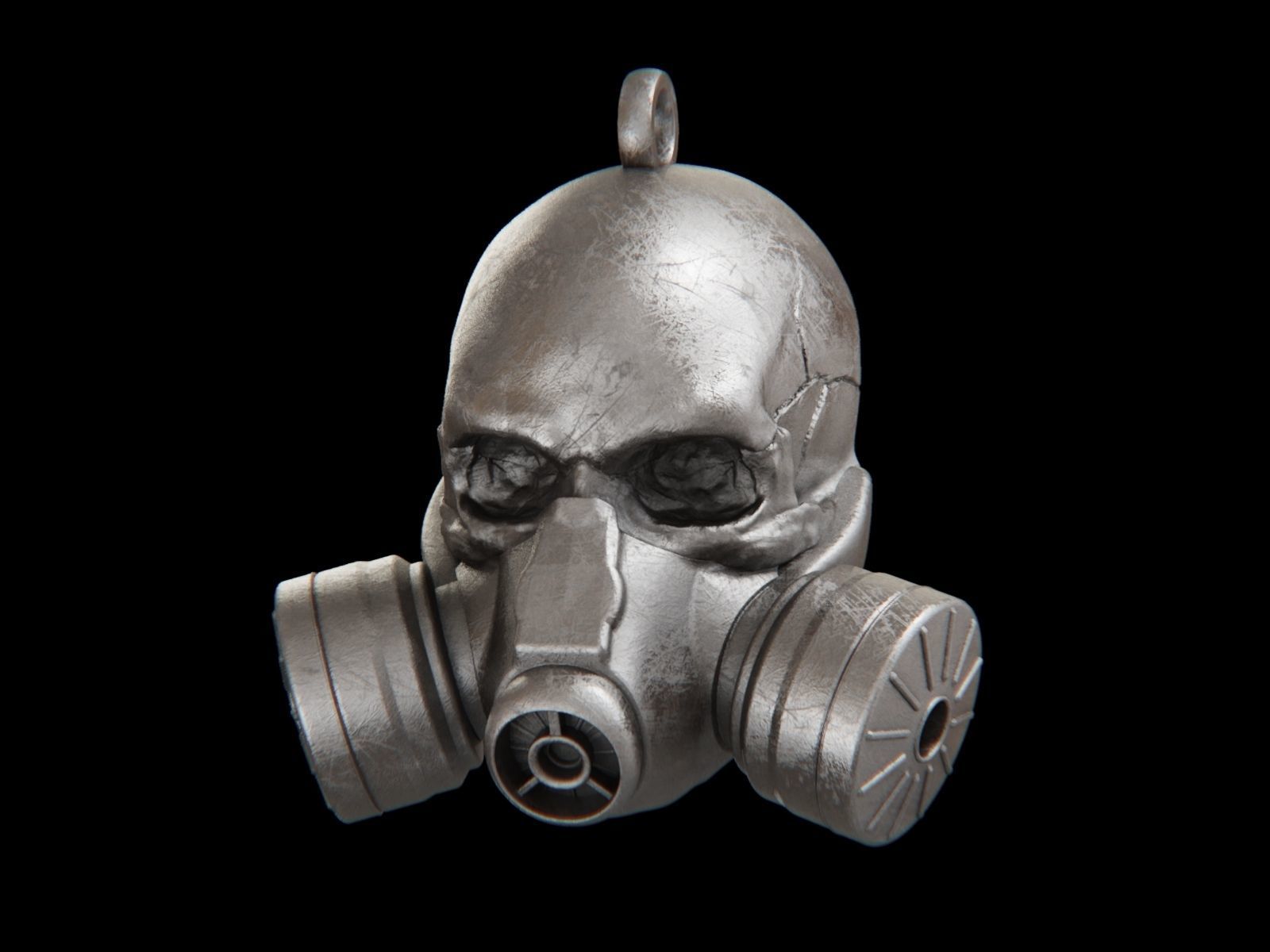 Gas Mask Skull Pendant 3D print model_3