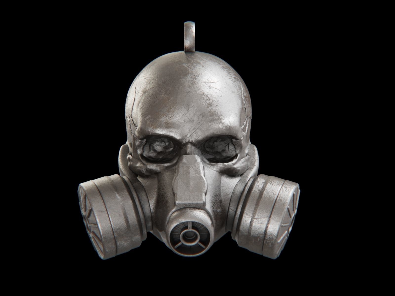 Gas Mask Skull Pendant 3D print model_2