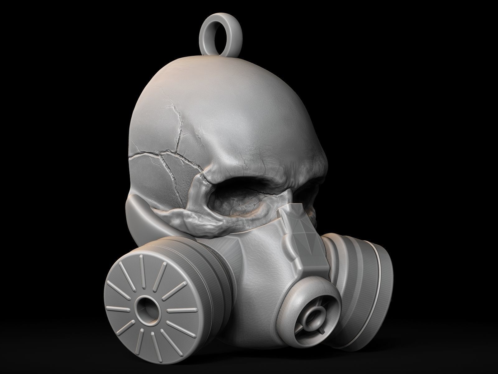 Gas Mask Skull Pendant 3D print model_8