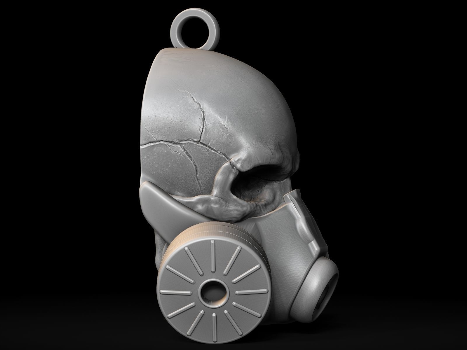 Gas Mask Skull Pendant 3D print model_9