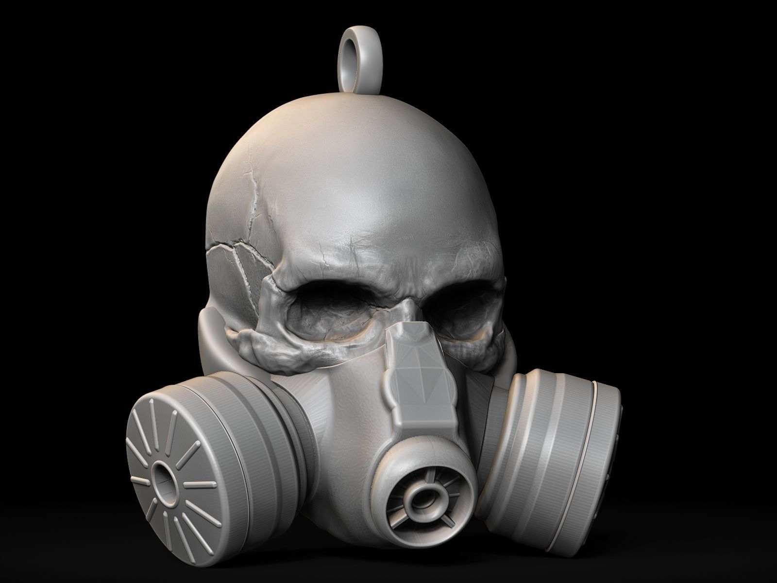 Gas Mask Skull Pendant 3D print model_7