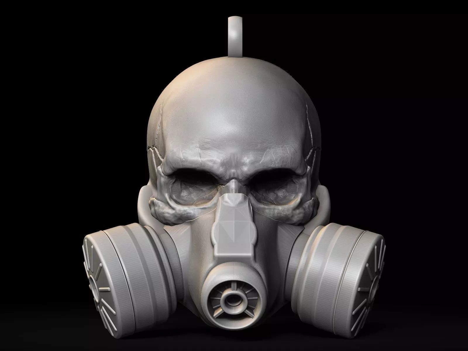 Gas Mask Skull Pendant 3D print model_0