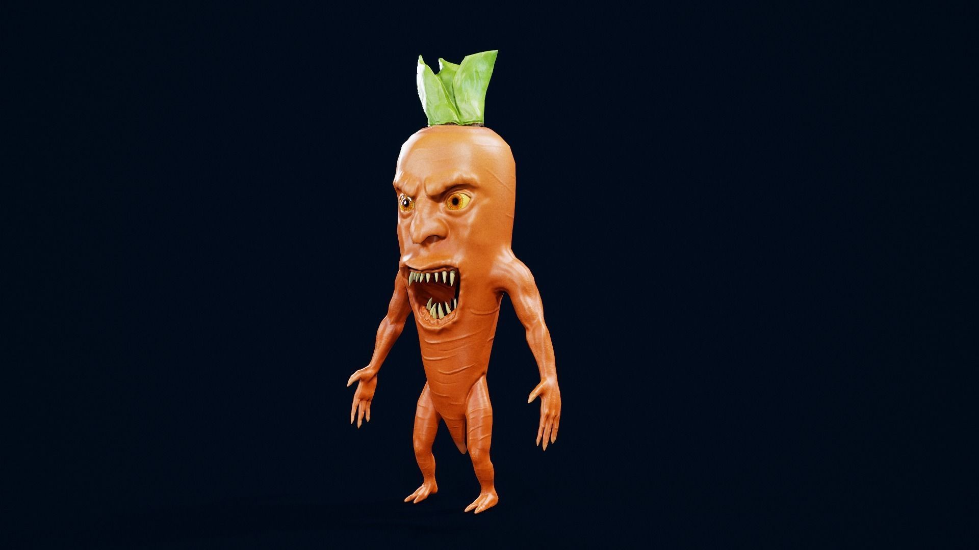 Carrot monster  Low-poly 3D model_5
