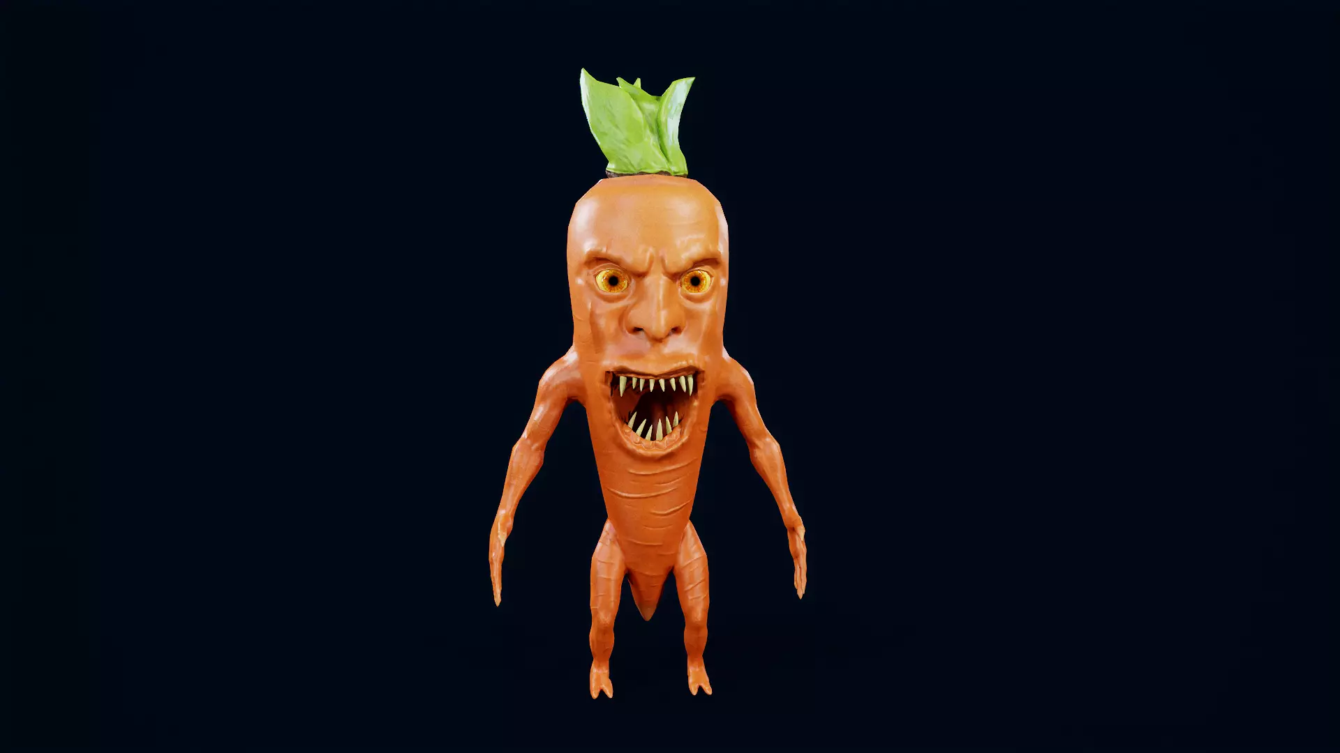 Carrot monster  Low-poly 3D model_0