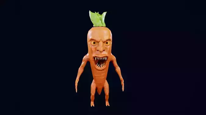 Carrot monster  Low-poly 3D model