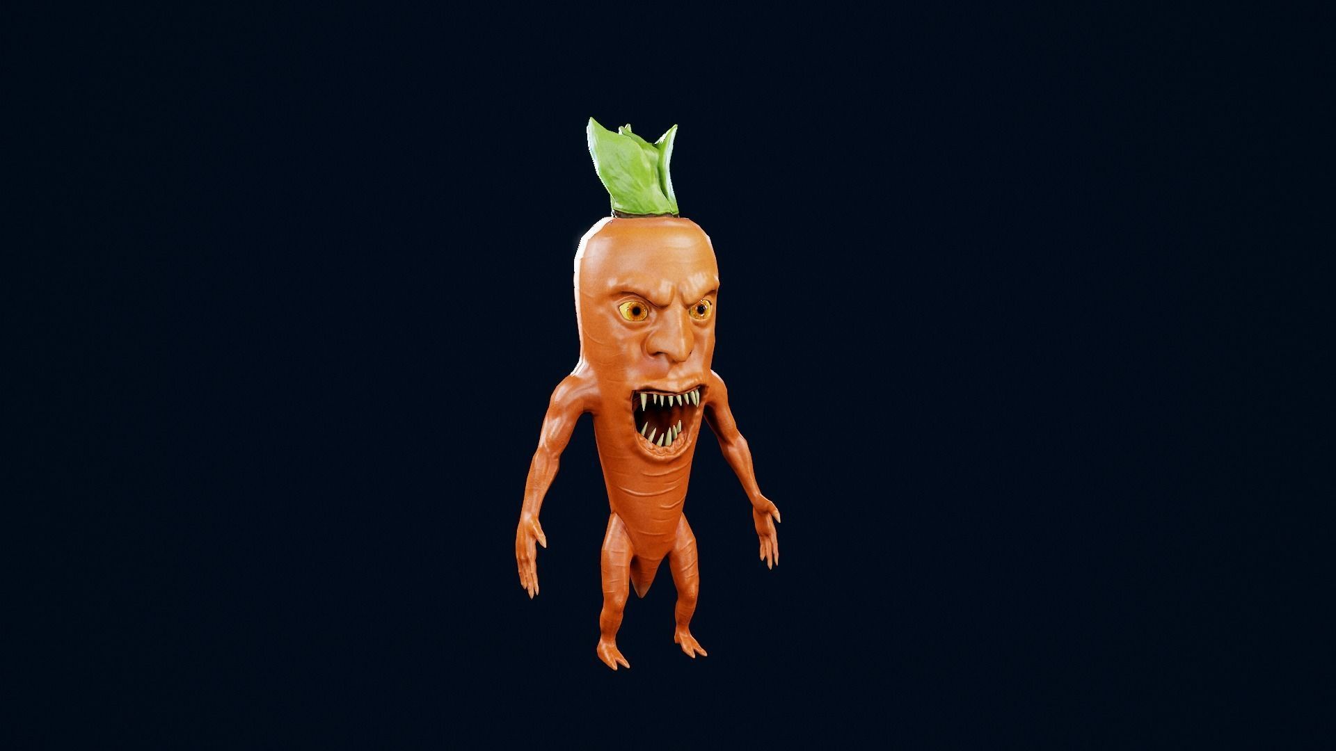 Carrot monster  Low-poly 3D model_3