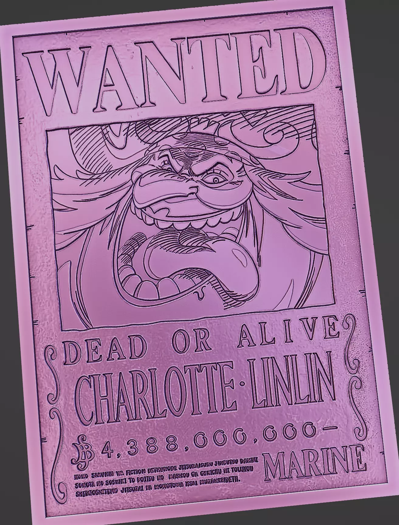 BIG MOM-CHARLOTTE LINLIN WANTED POSTER - ONE PIECE 3D print model