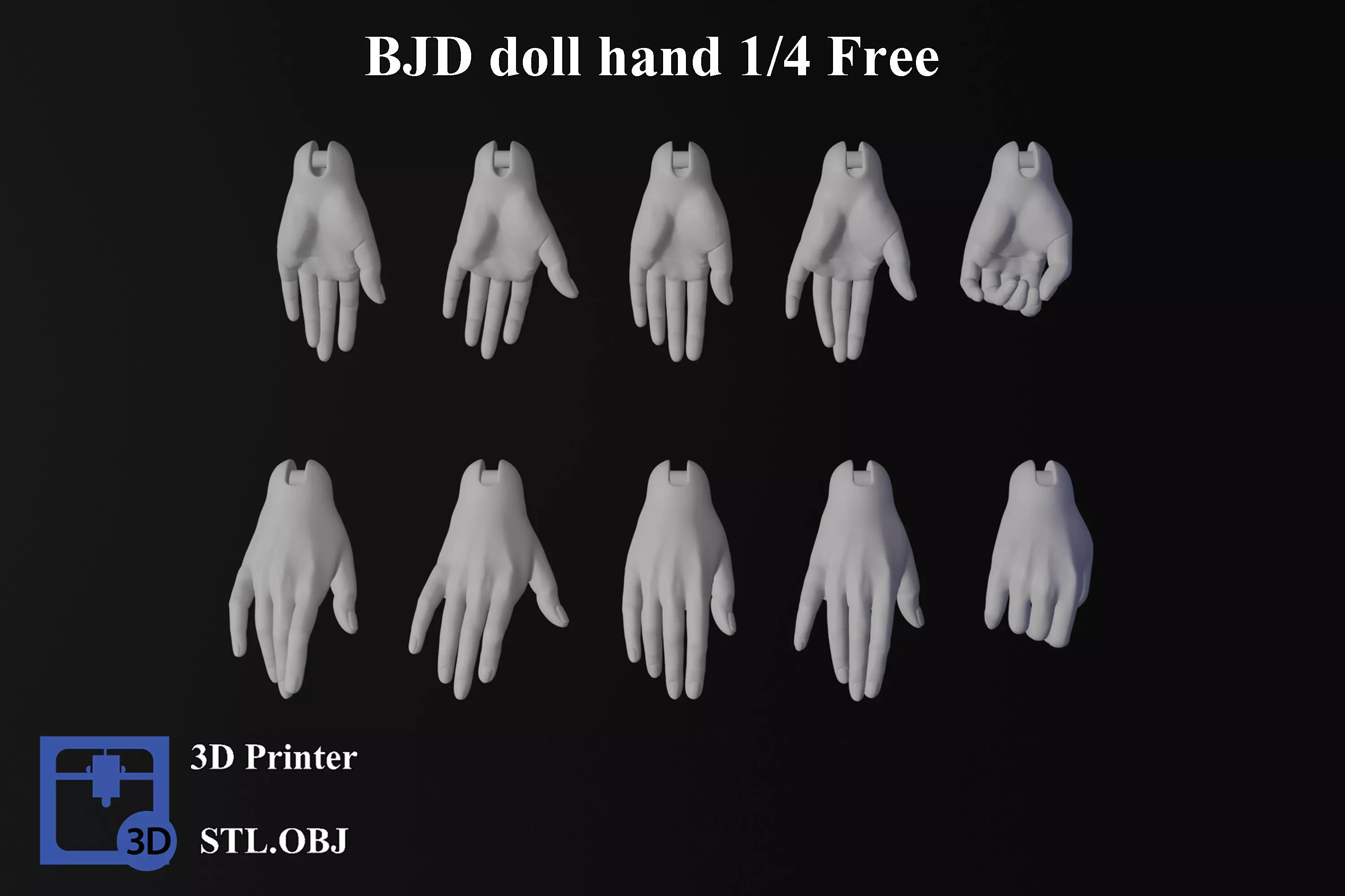 BJD doll 3D doll hand model AT001 3D print Free model Free 3D model